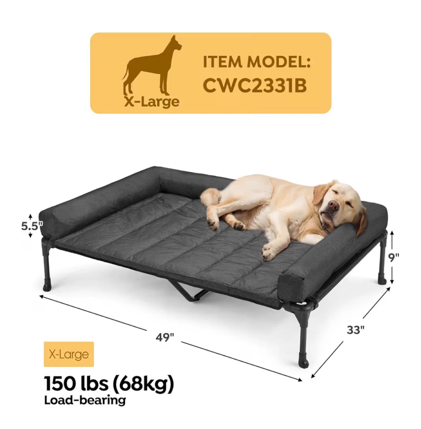X-Large Ultimate Comfort Dog Bed - Waterproof & Raised - photo 2