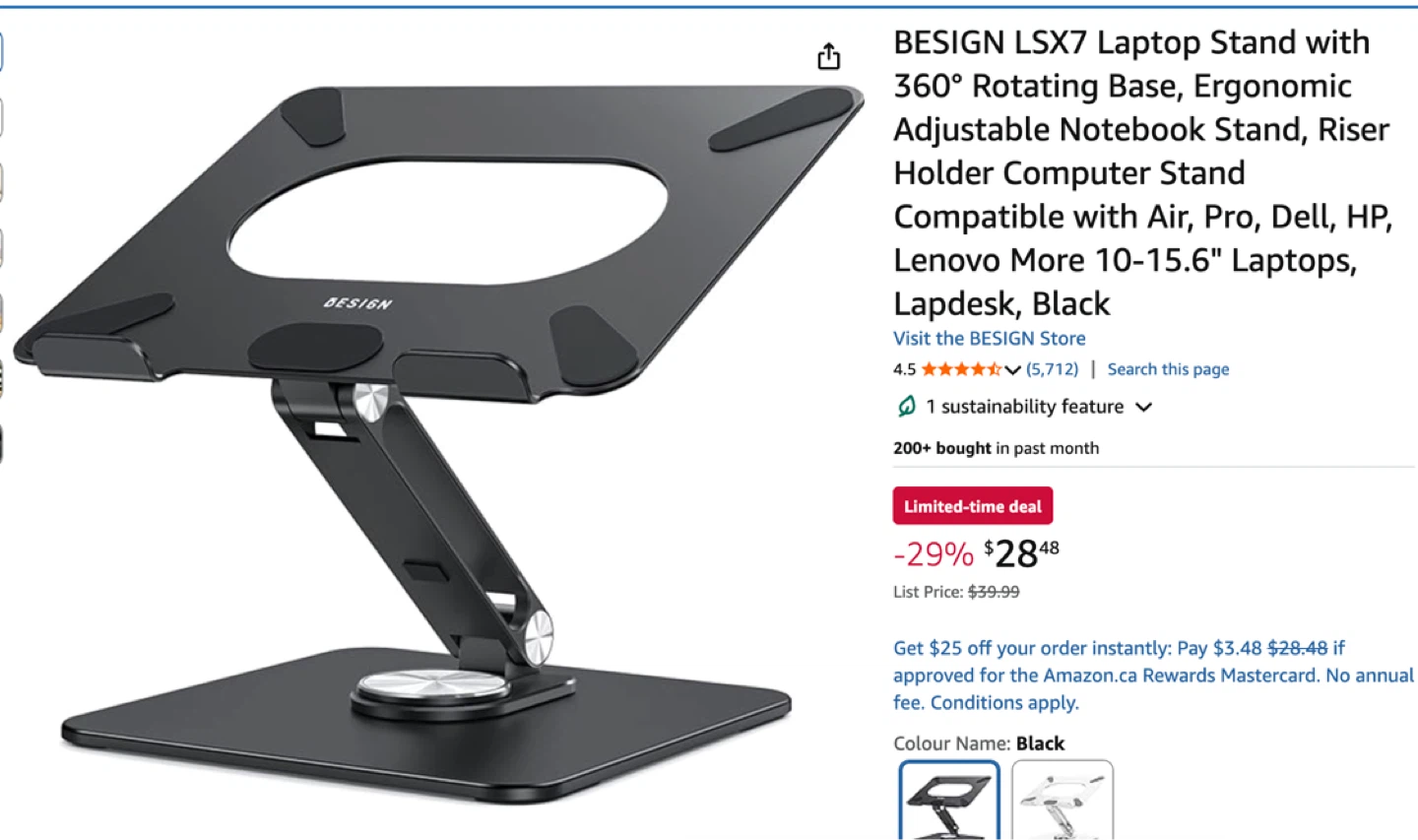 BESIGN LSX7 Laptop Stand with 360 Rotating Base