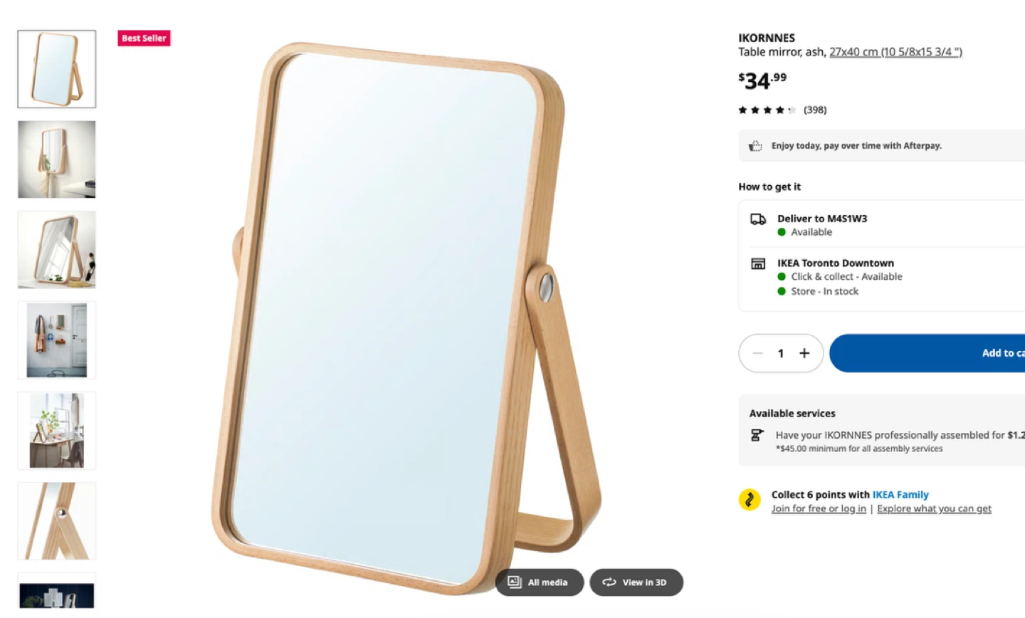 IKEA IKORNNES Table Mirror - Ash