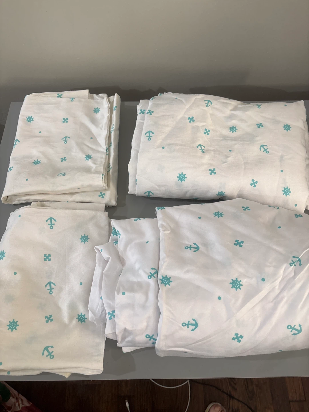 White Nautical Anchor & Ship queen Bed Sheet Set - photo 5