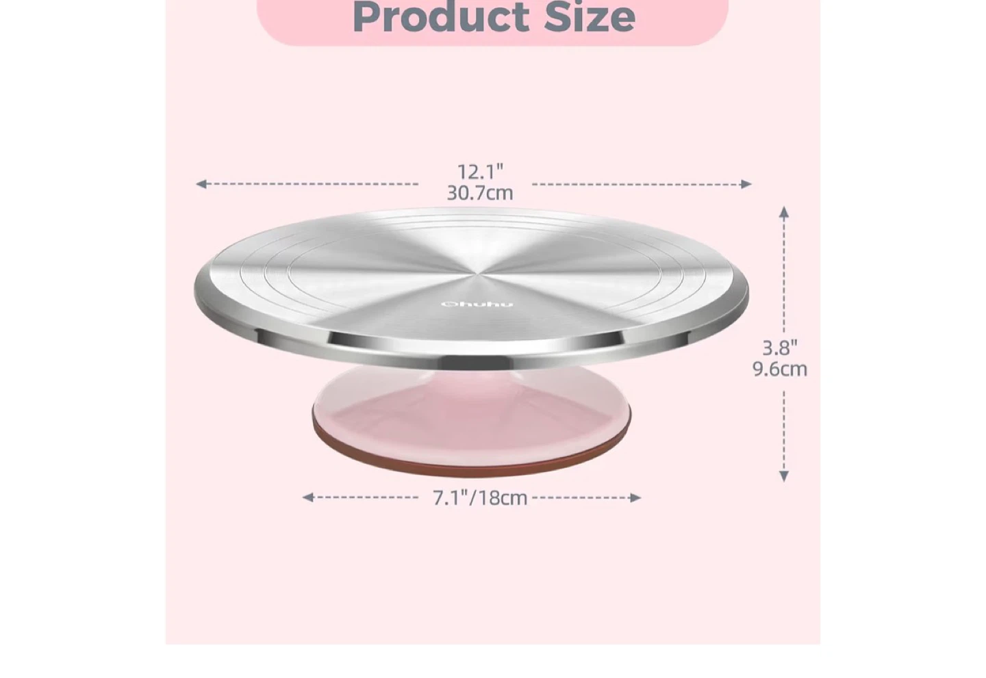 OHUHU Pro Cake Turntable 12.1" - Pink Base - photo 3