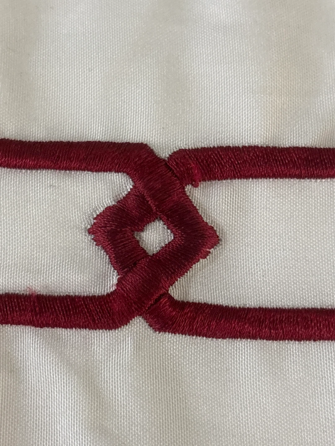 New White Twin  Flat Sheet With  Burgundy Trim - photo 2