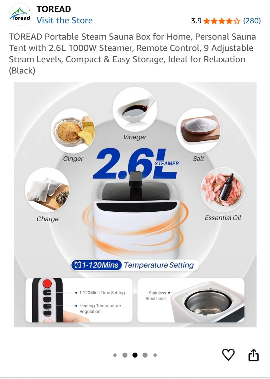 Portable Steam Sauna Box with 2.6L Steamer - photo 5