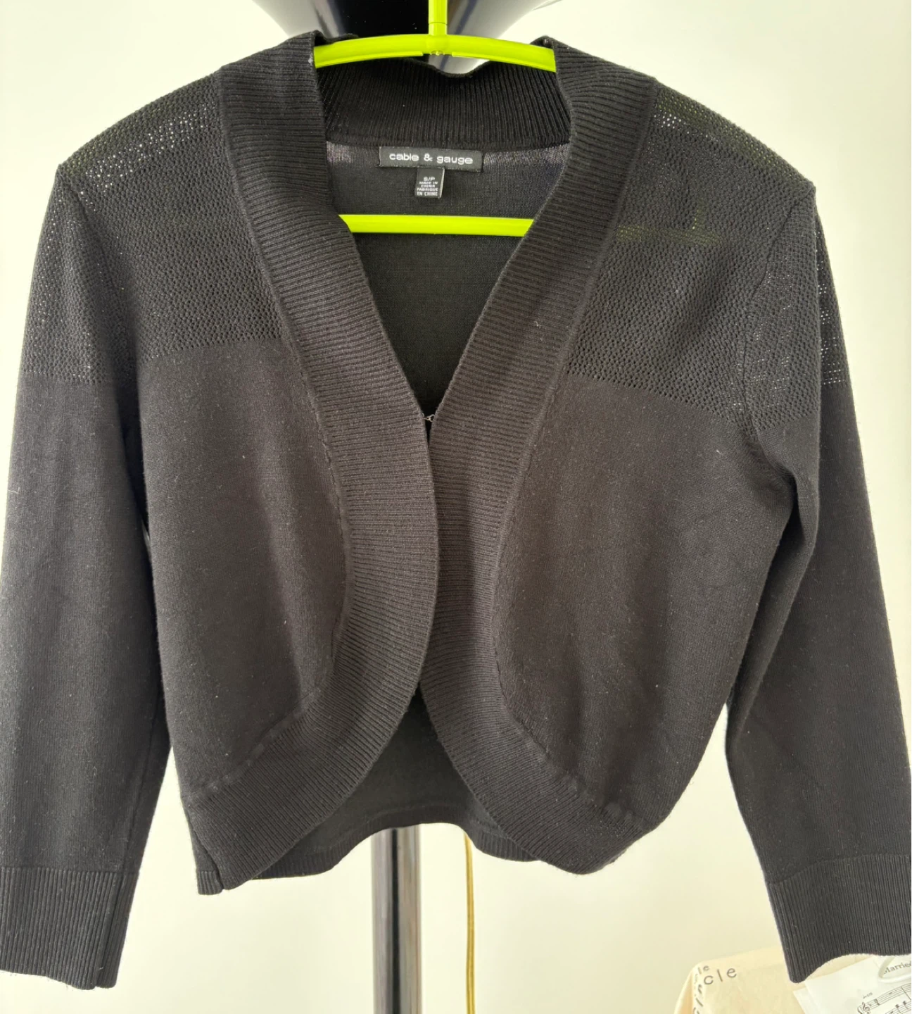 Cable & Gauge Black Open Front Cardigan
