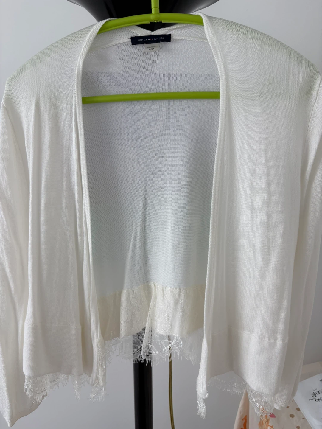Tommy Hilfiger White Cardigan with Lace Trim