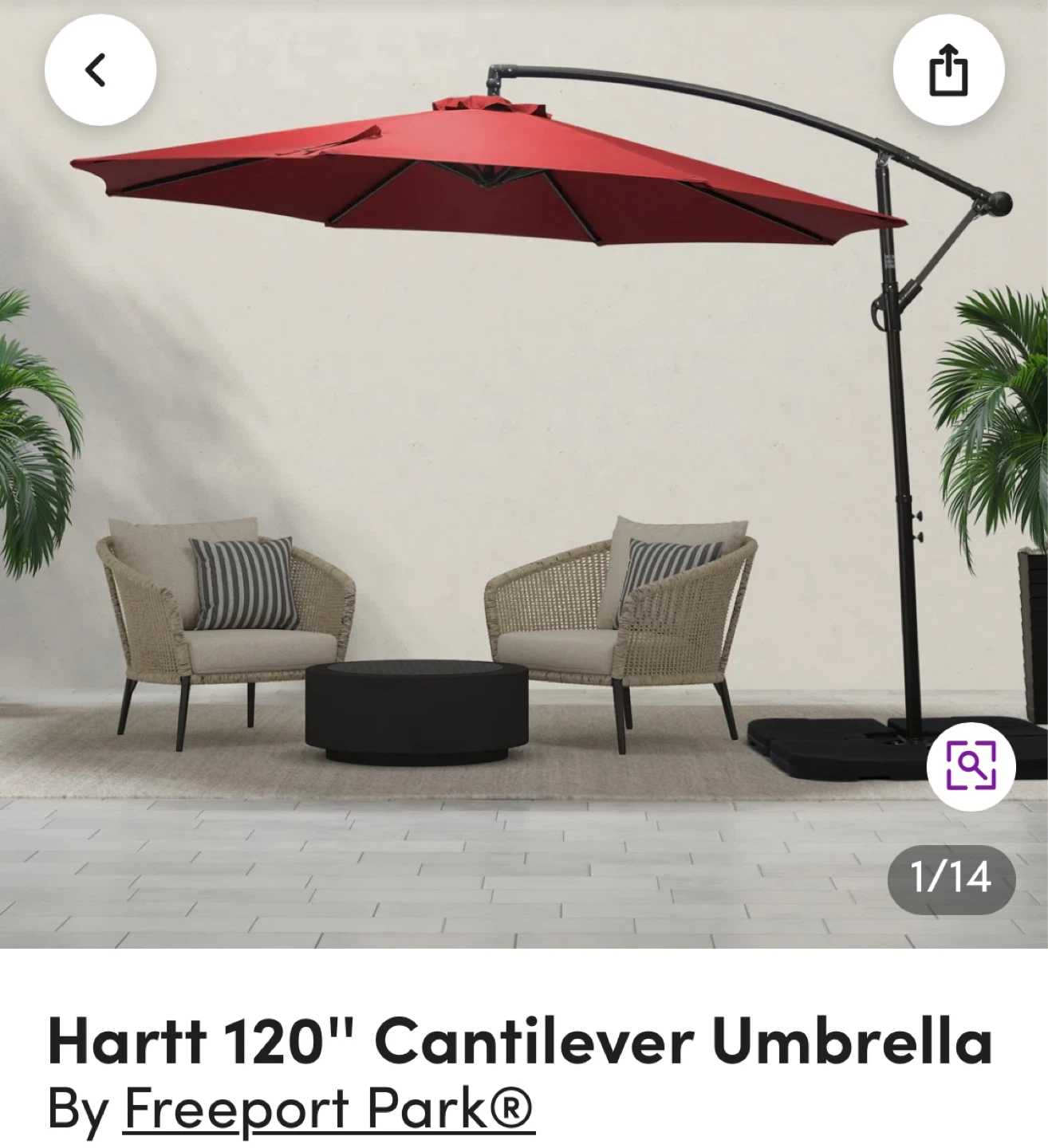 Freeport Park Hartt 120" Cantilever Umbrella
