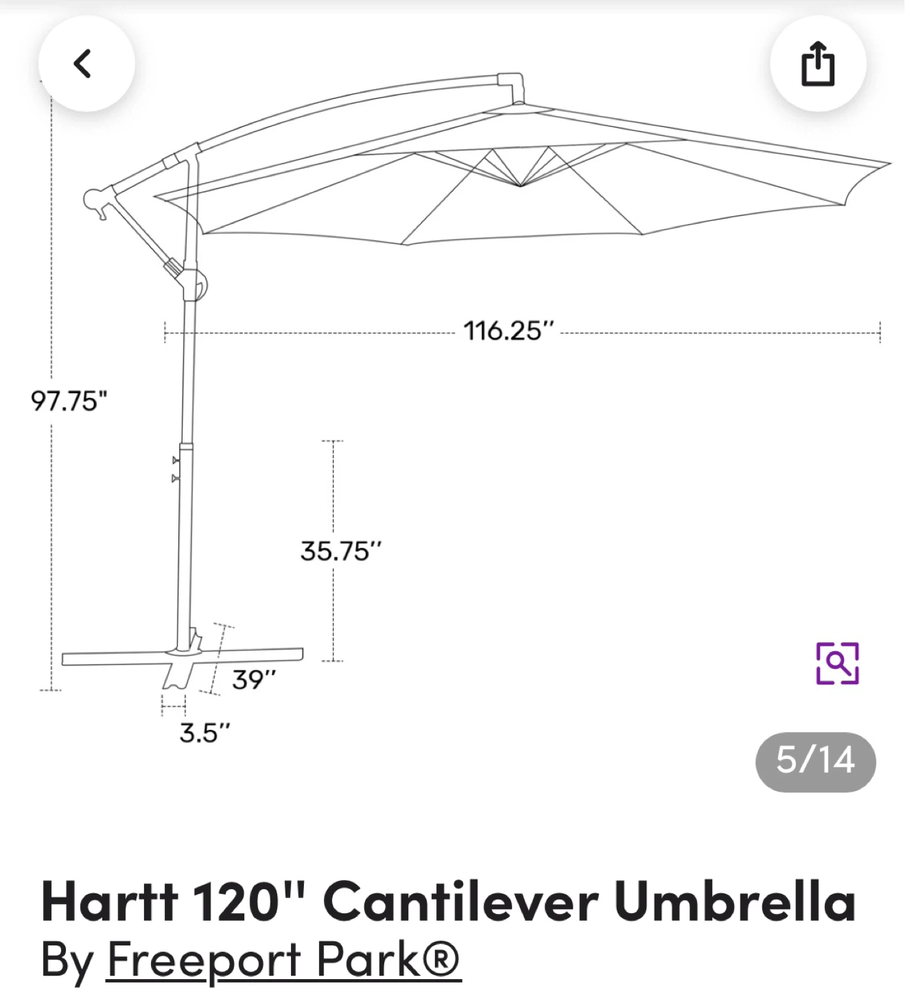 Freeport Park Hartt 120" Cantilever Umbrella - photo 2
