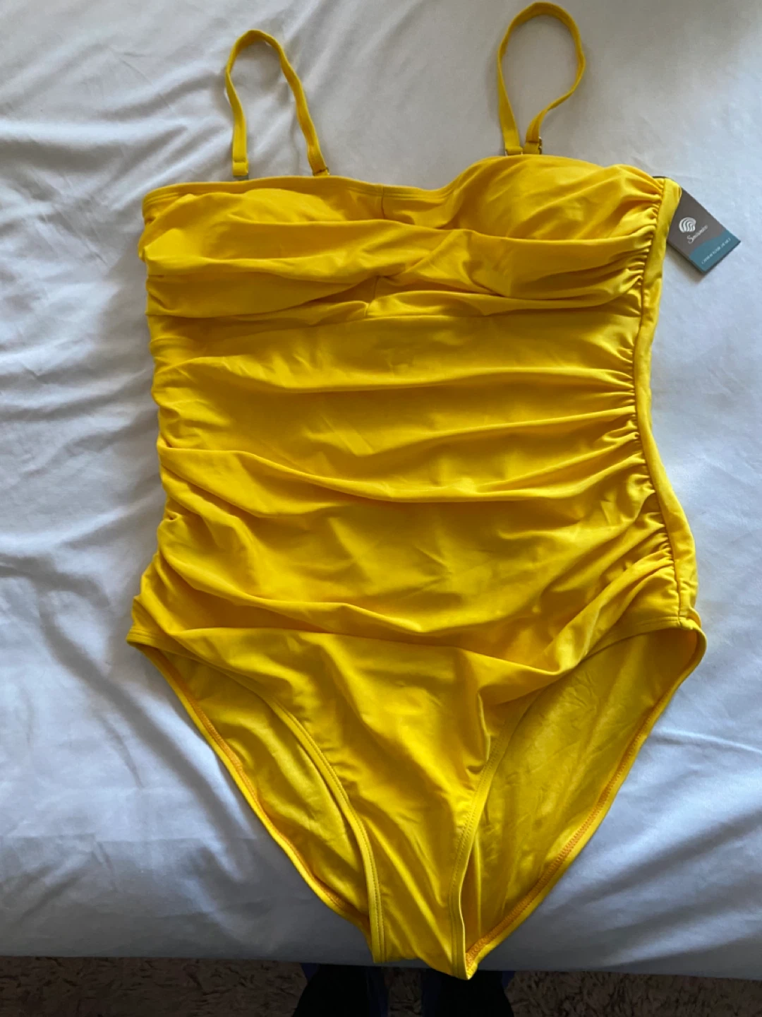 Smismivo Women's Yellow Ruched One-Piece Swimsuit XL
