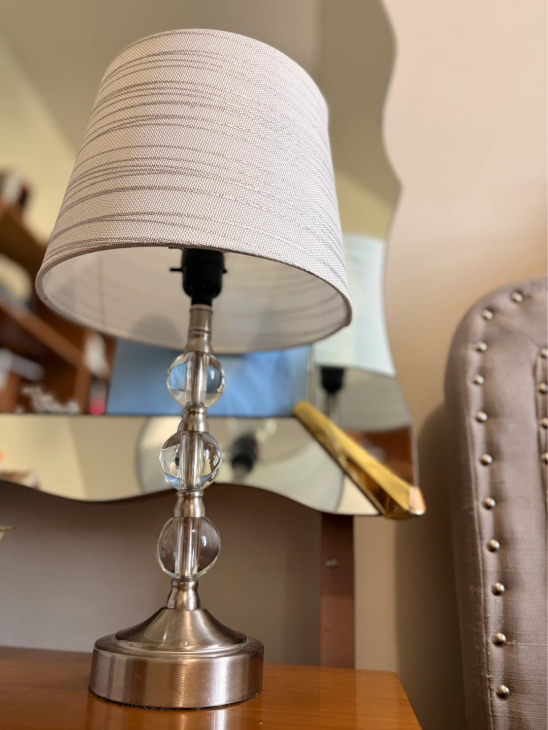 2 Table Lamps with Striped Shade and Crystal Accents - photo 4