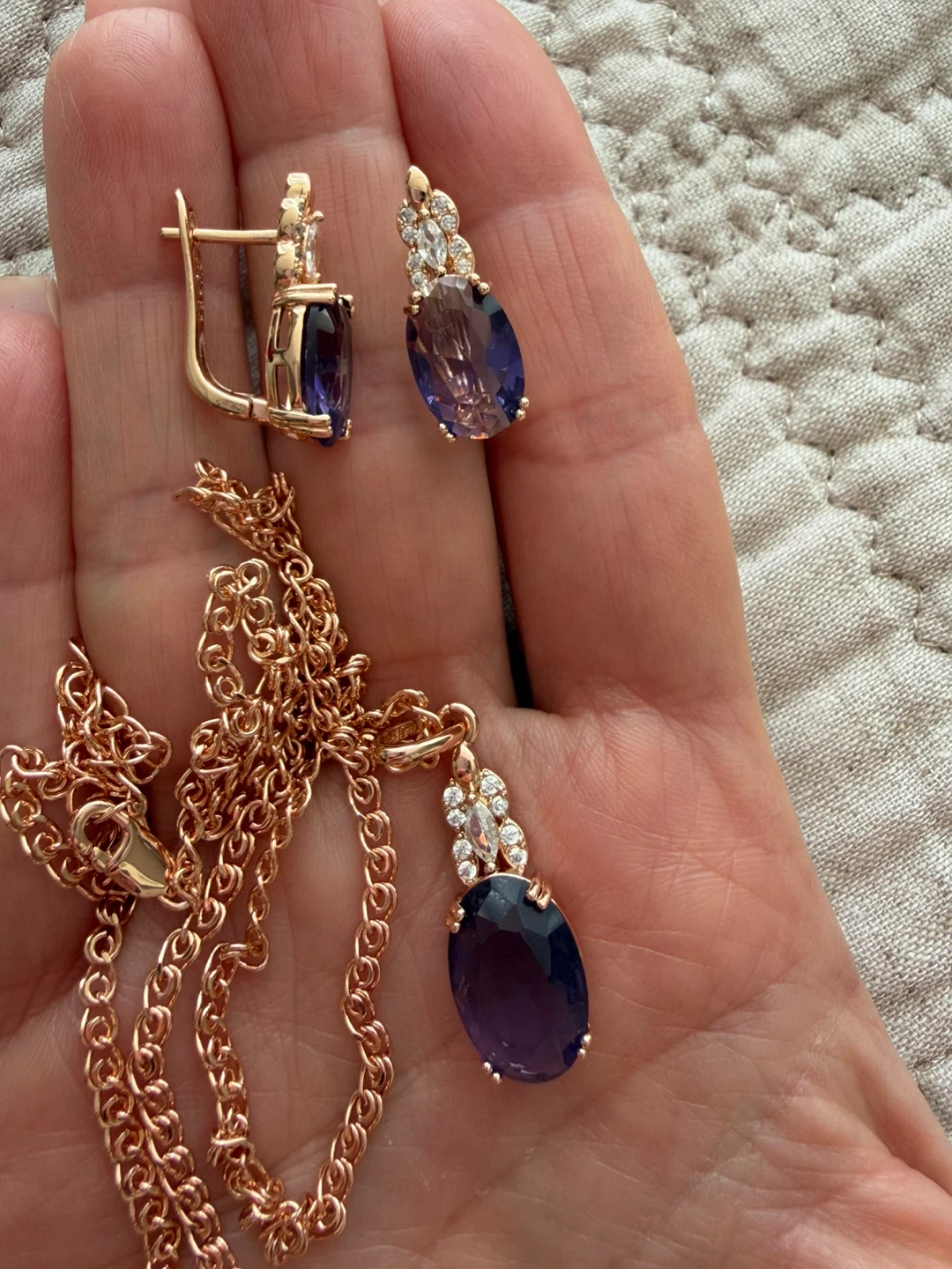 14k amethyst earrings necklace