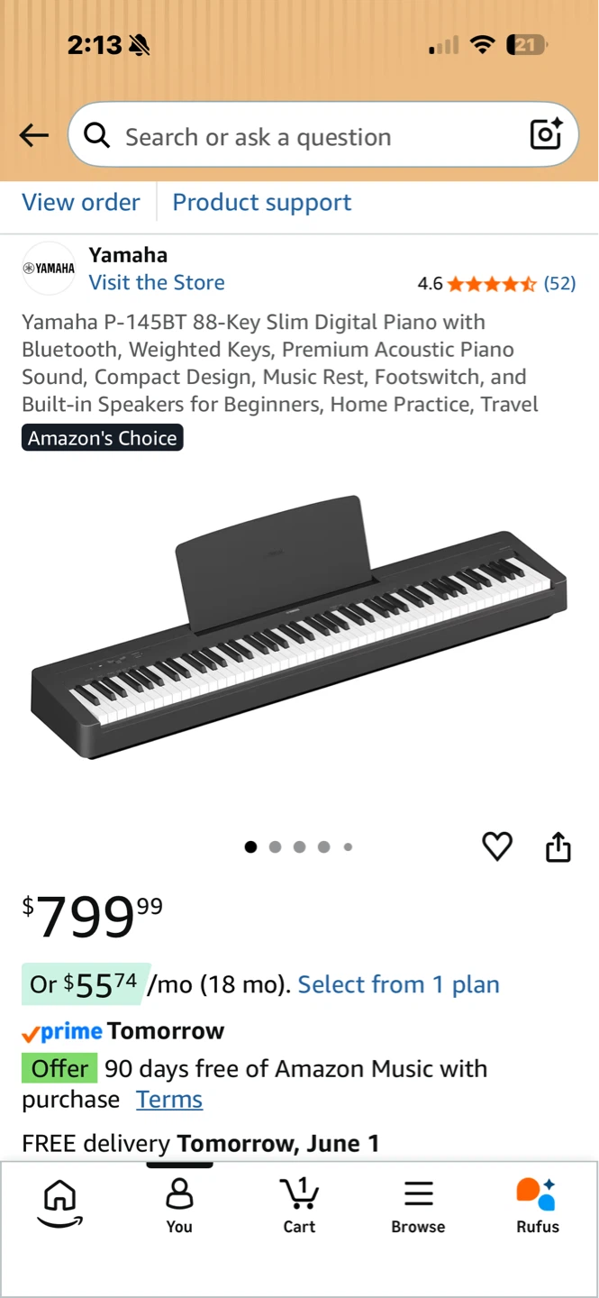 Yamaha P-145BT 88-Key Slim Digital Piano - photo 3
