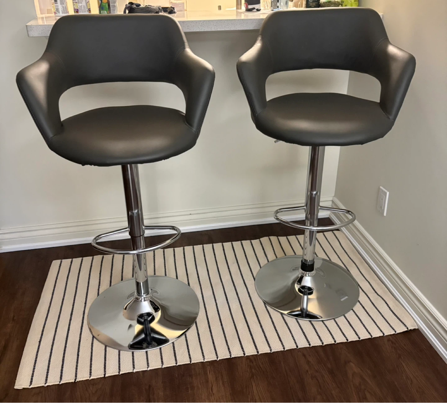 Adjustable Grey Bar Stools (Set of 2)