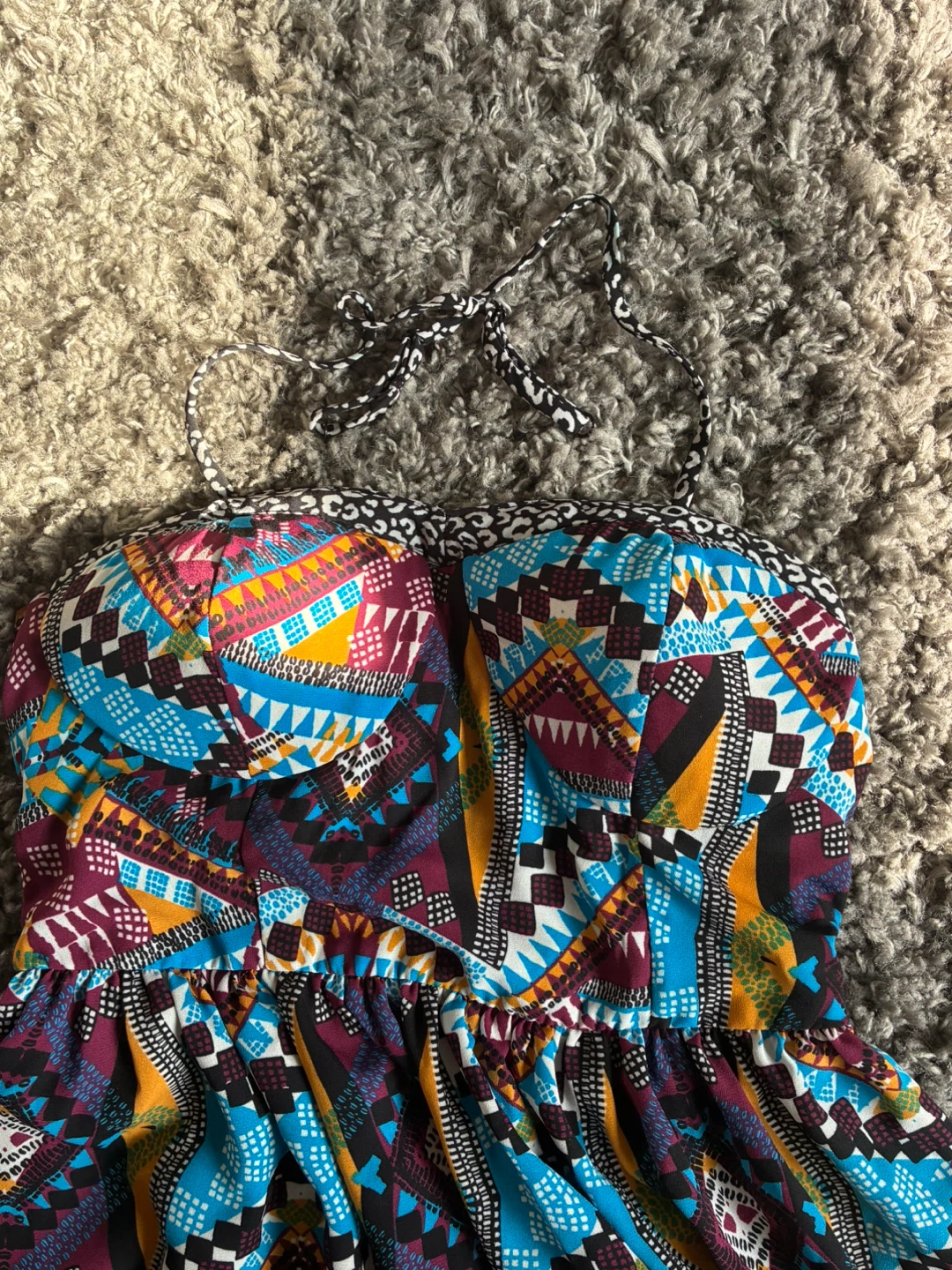 Strapless Sundress with Geometric Print