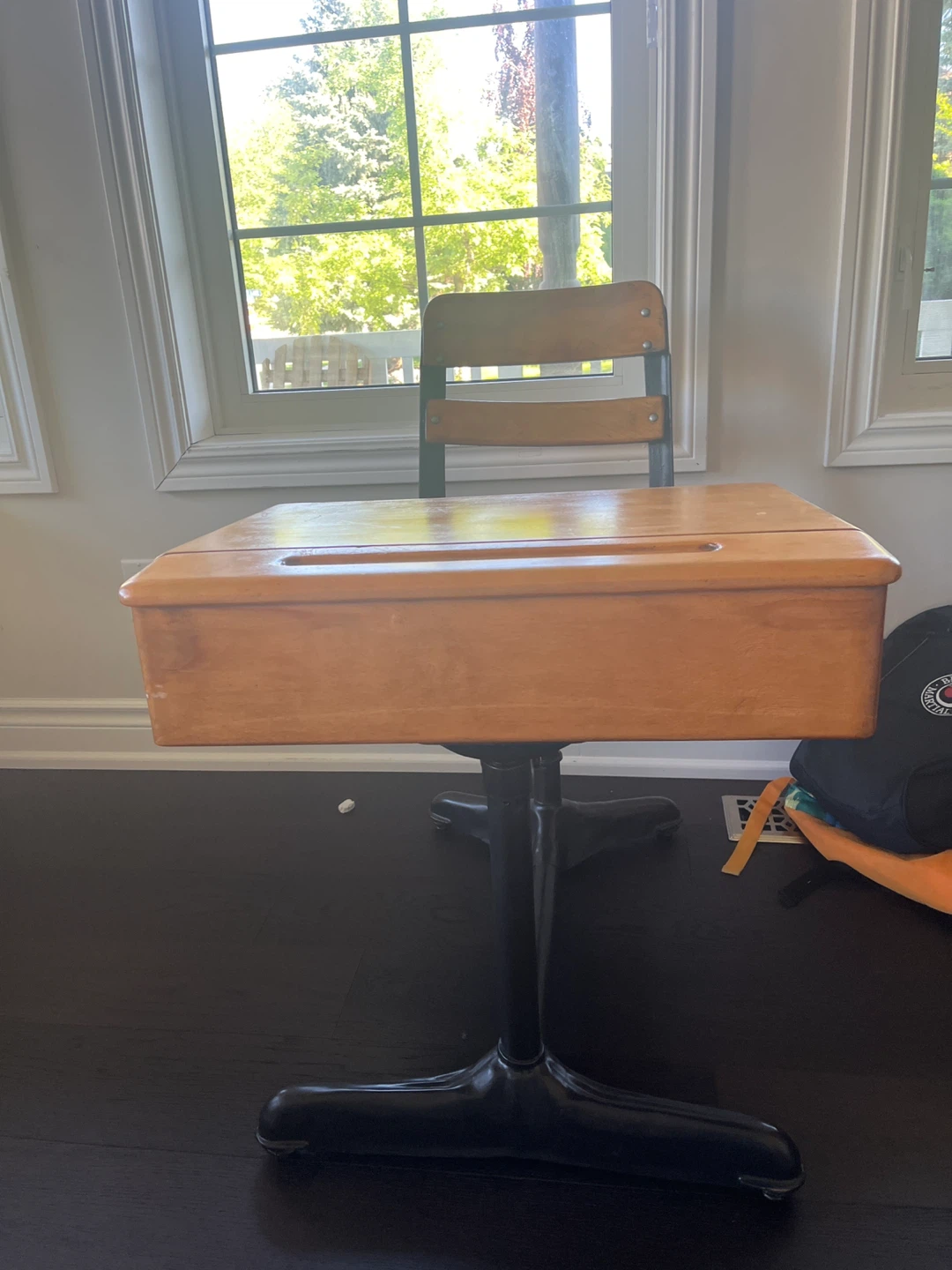 Vintage School Desk with Attached Chair