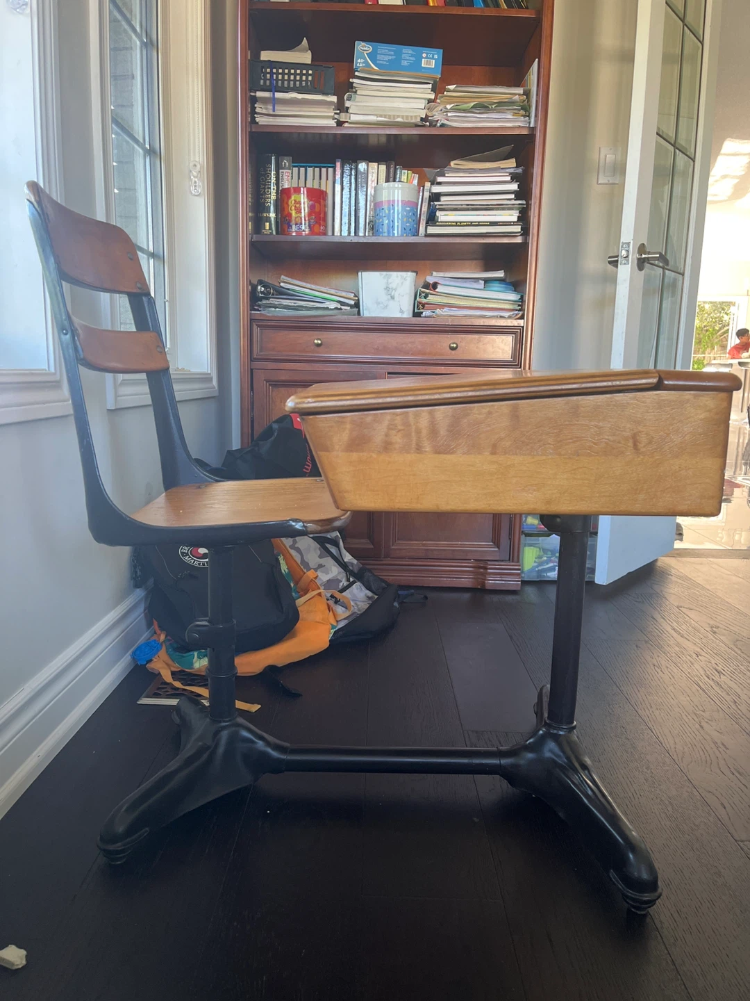 Vintage School Desk with Attached Chair - photo 2