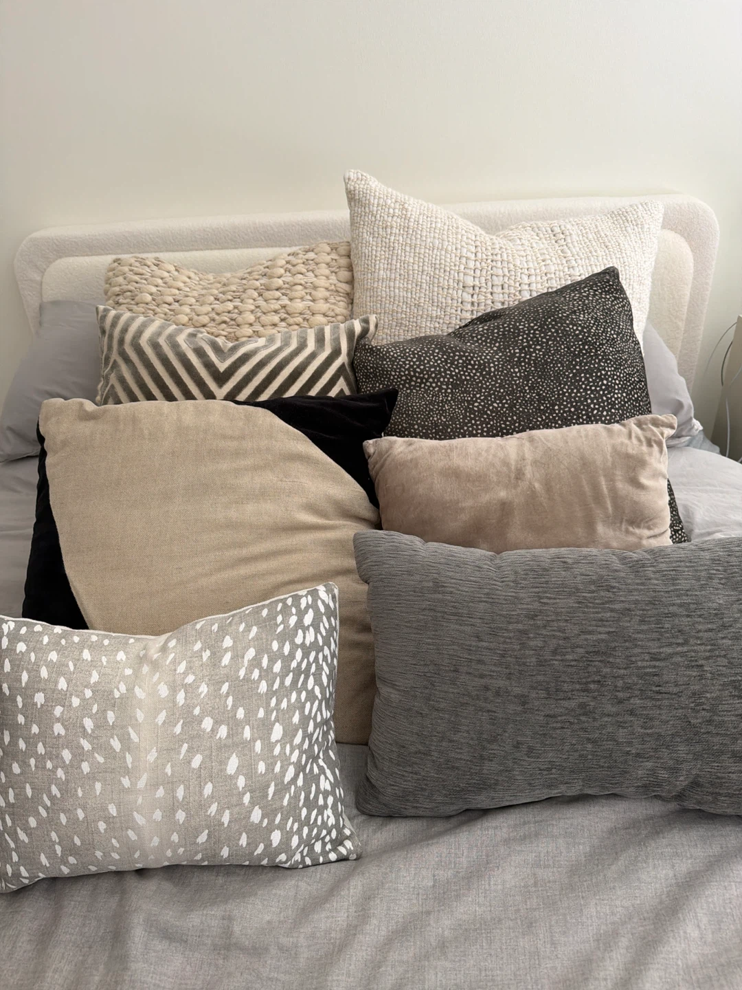 Throw Pillows Set - Geometric, Speckled, and Fawn Print