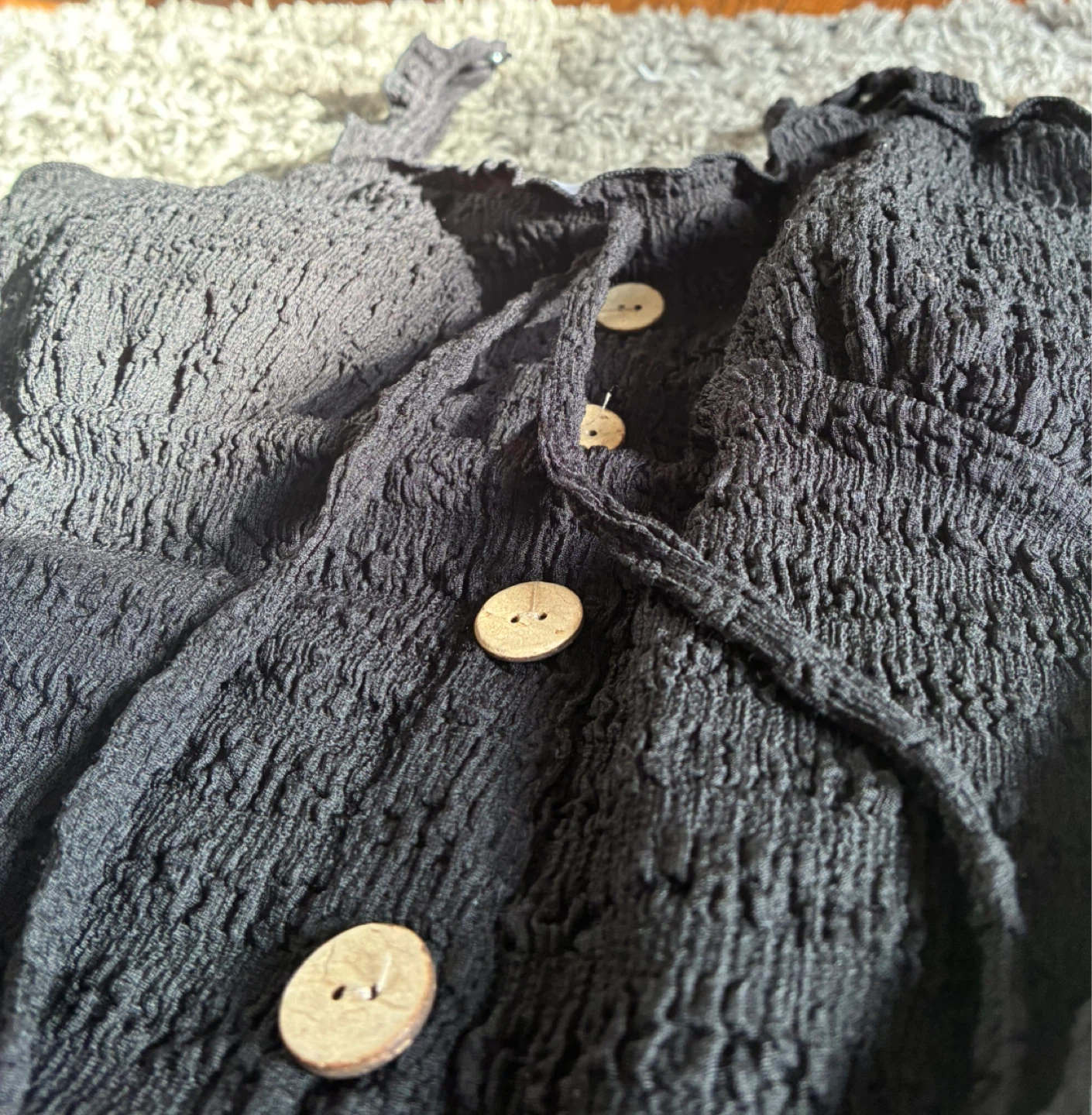 No Boundaries Black Smocked Button-Up Dress - photo 3