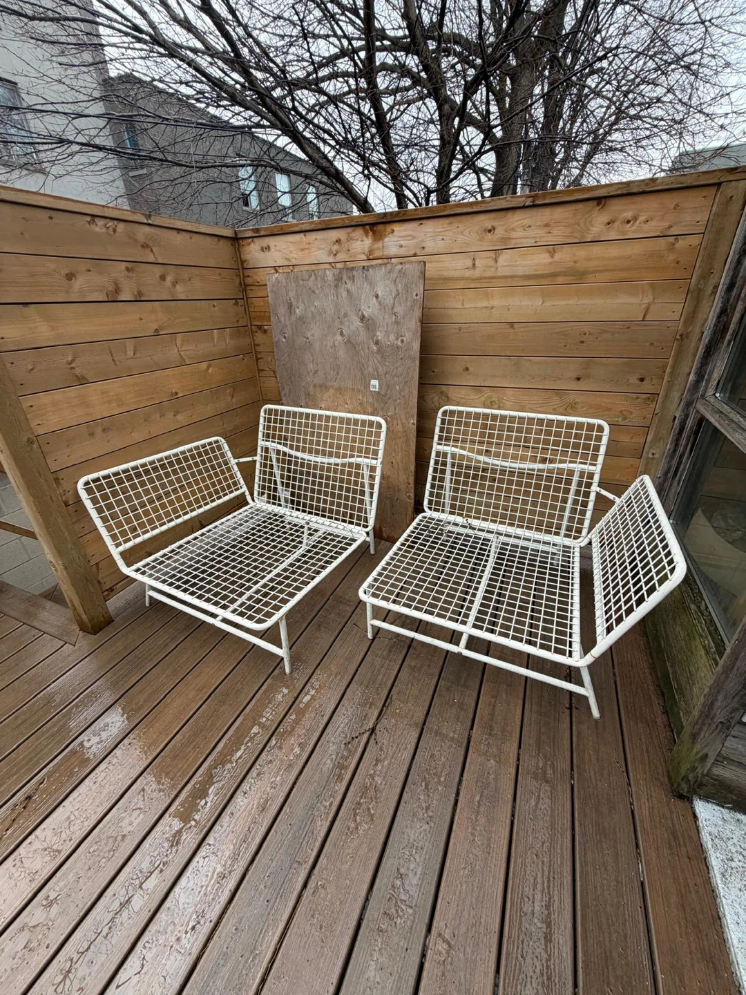 White Metal Mesh Chaise Lounges (Set of 2)