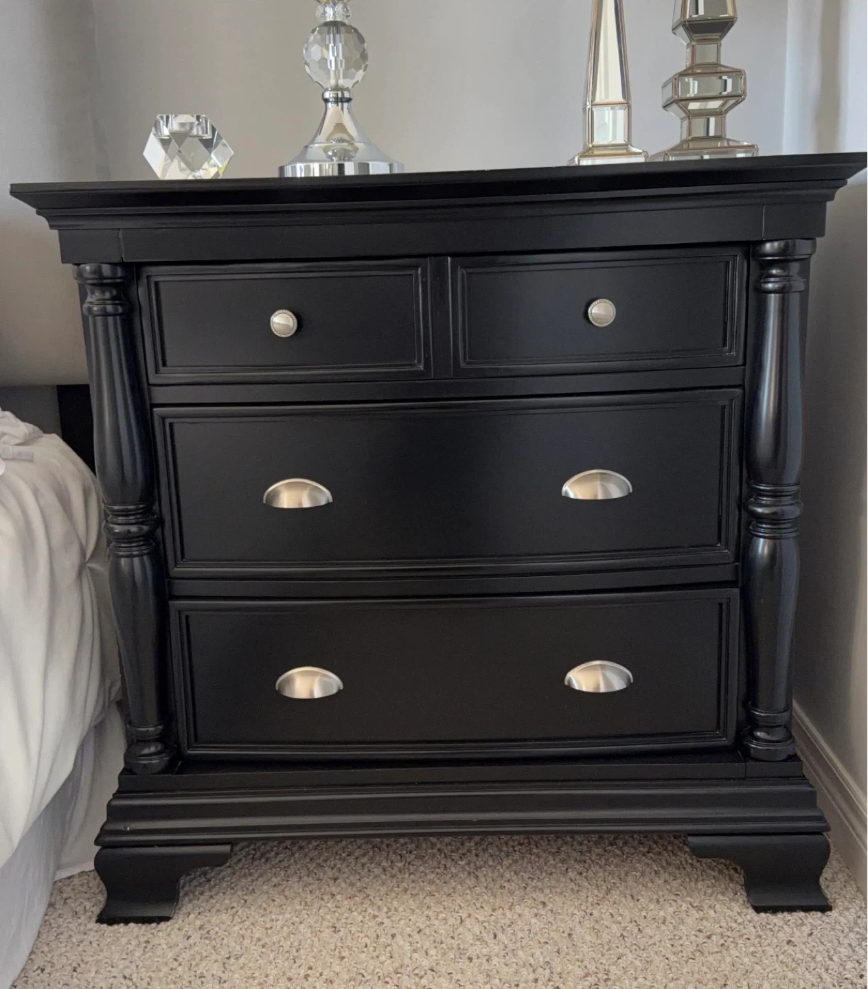Black 4-Drawer Nightstand