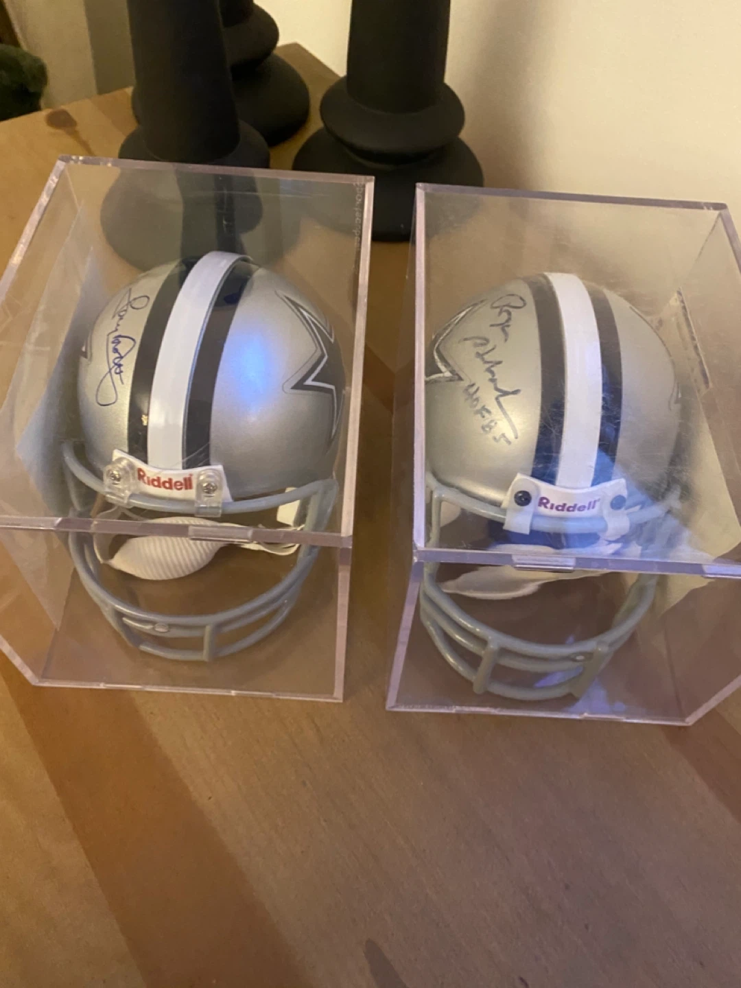 Riddell Dallas Cowboy Helmets Signed by Staubach & Tony Dorsett
