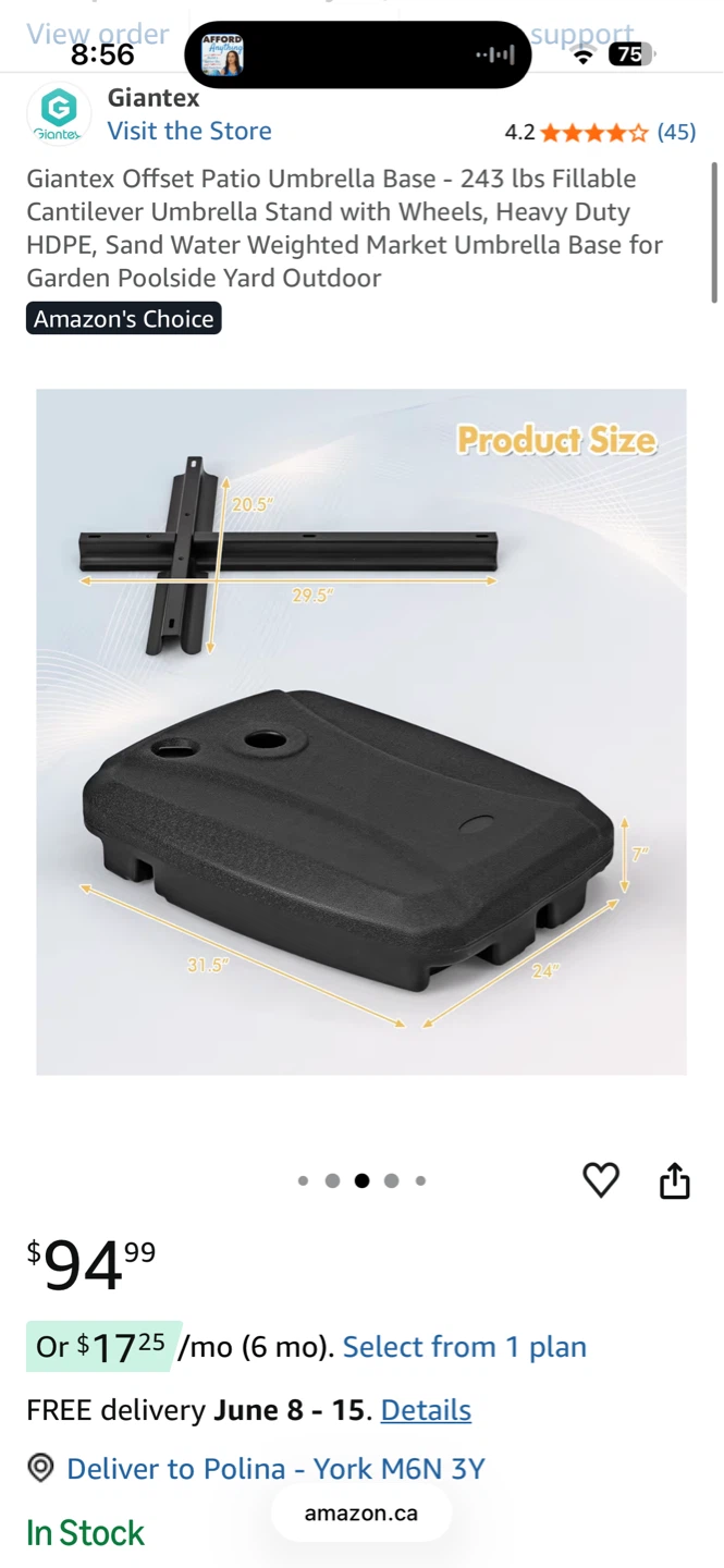 Giantex Offset Patio Umbrella Base - photo 3