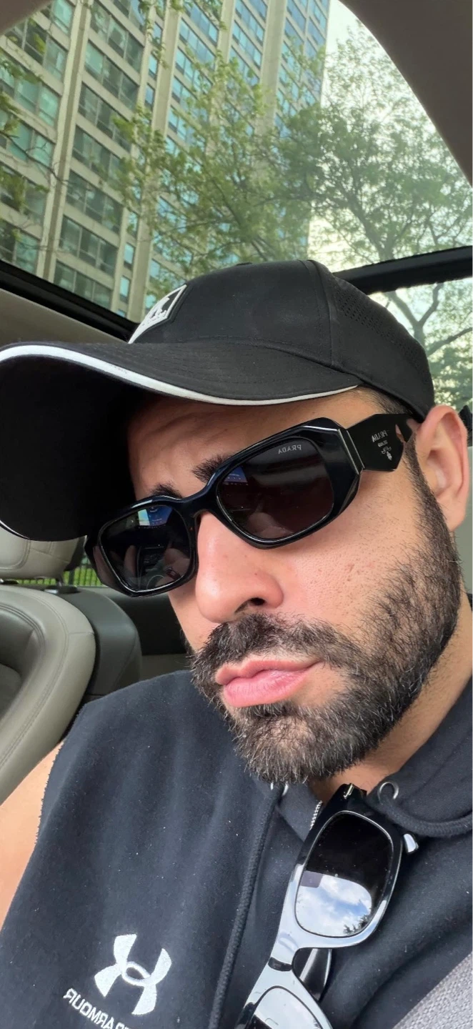 PRADA Sunglasses Black Acetate Square Frame