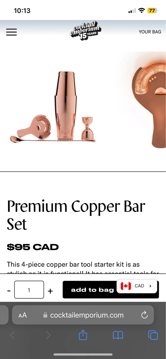 Potion House Premium Rose Gold Cocktail Shaker Set