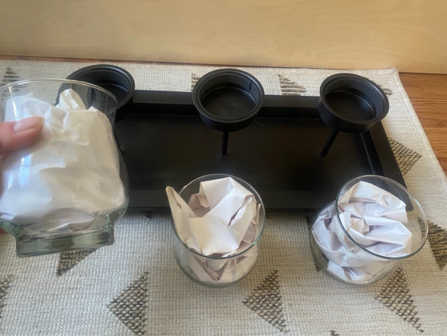 3-Candle Holder Tray with Stones - photo 3