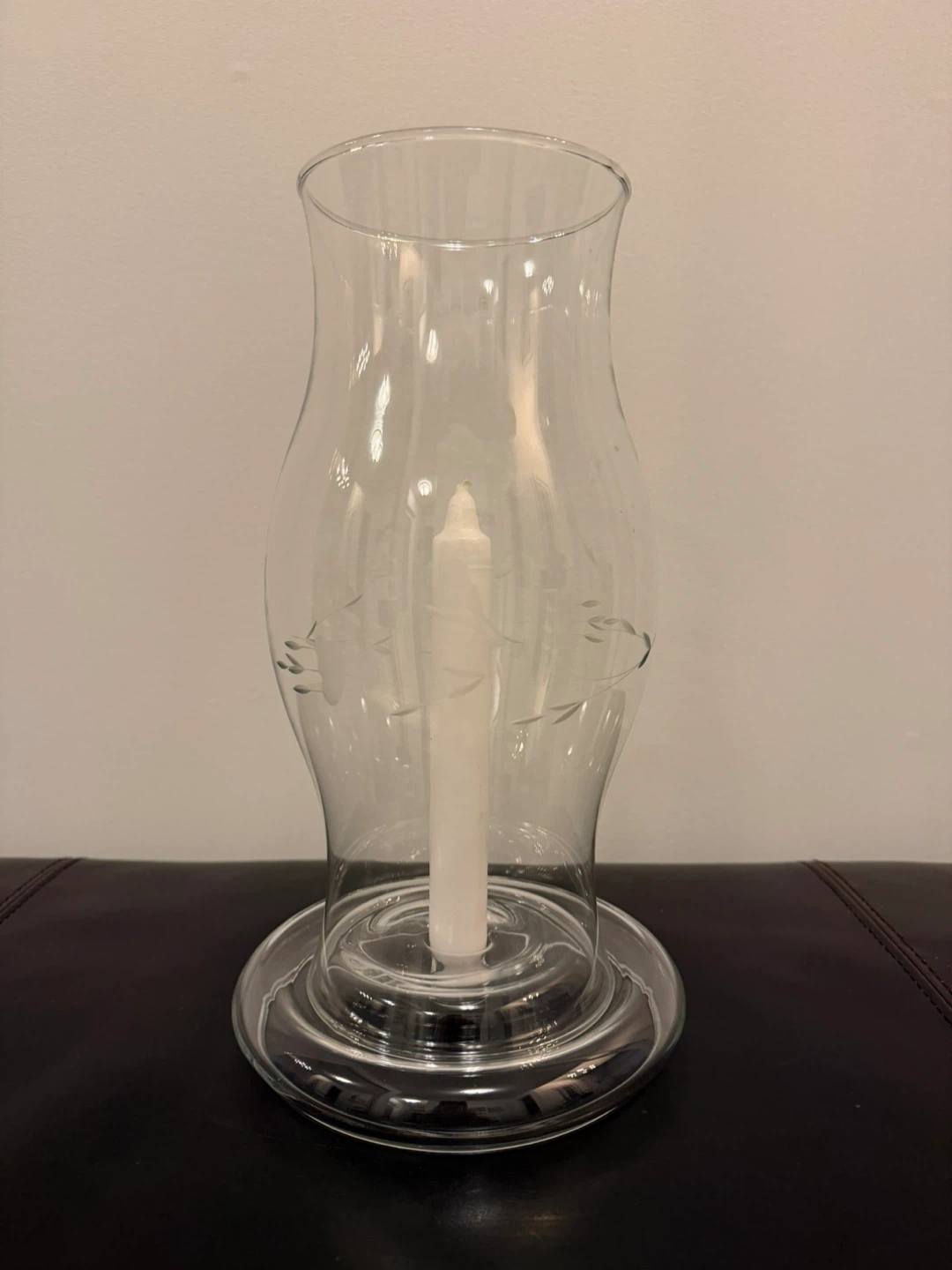Princess House Crystal Etched Hurricane Lamp Candle