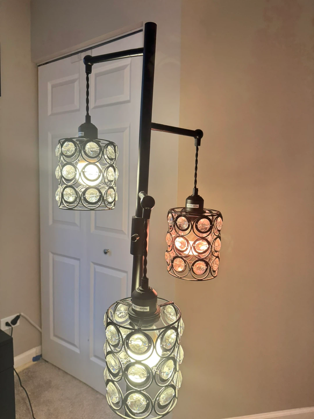 3-Light Modern Floor Lamp with Crystal Accents