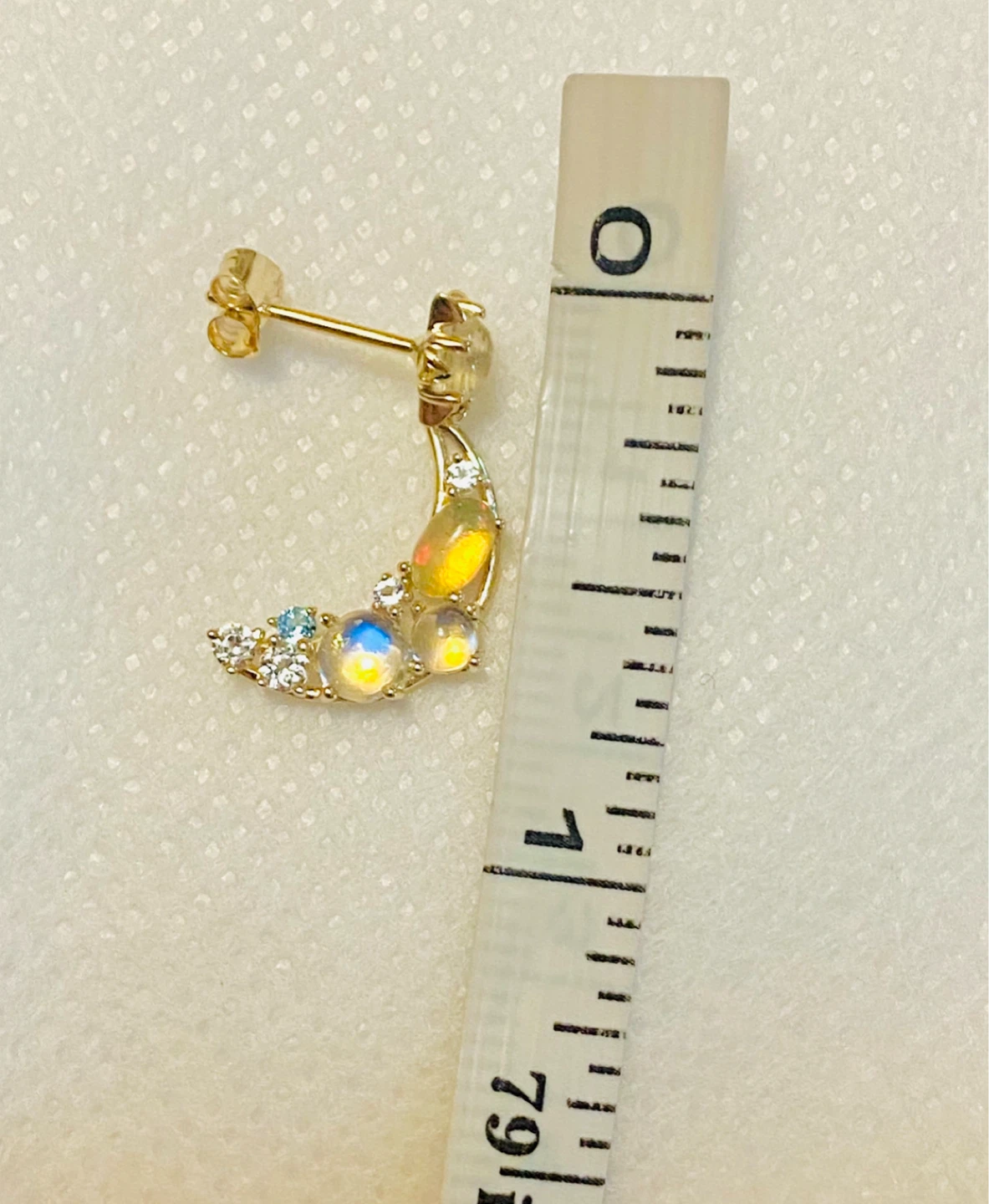 14 K Gold Moonstone & Diamond & Opal Earrings - photo 4