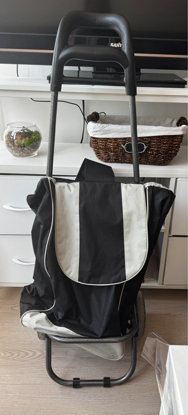 Black and White Shopping Cart with Handle