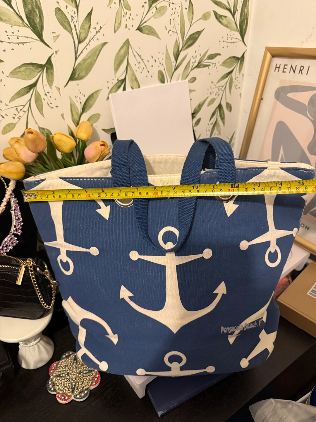 Blue Anchor Print Tote Bag - photo 2