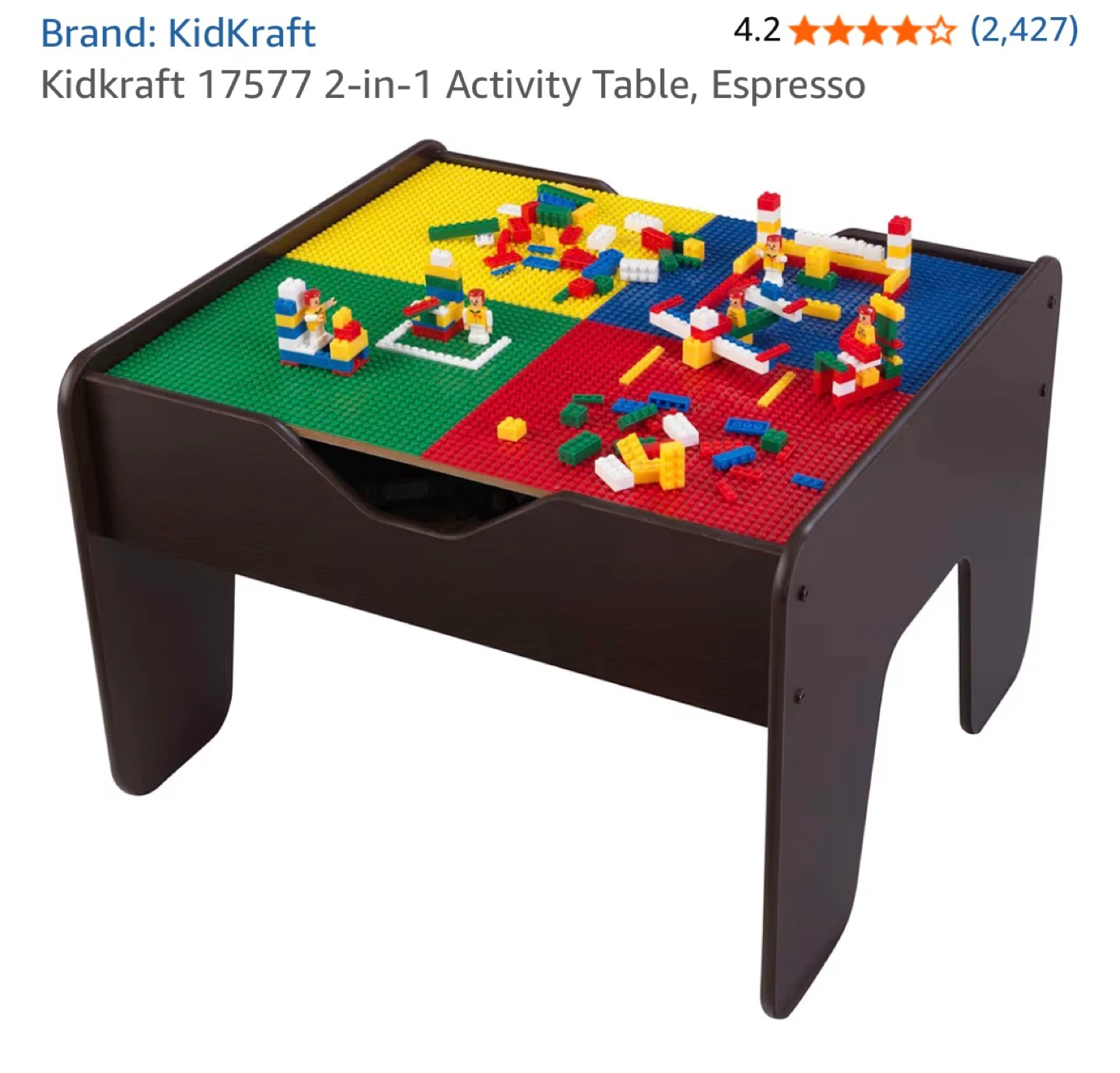KidKraft 2-in-1 Activity Table, Espresso