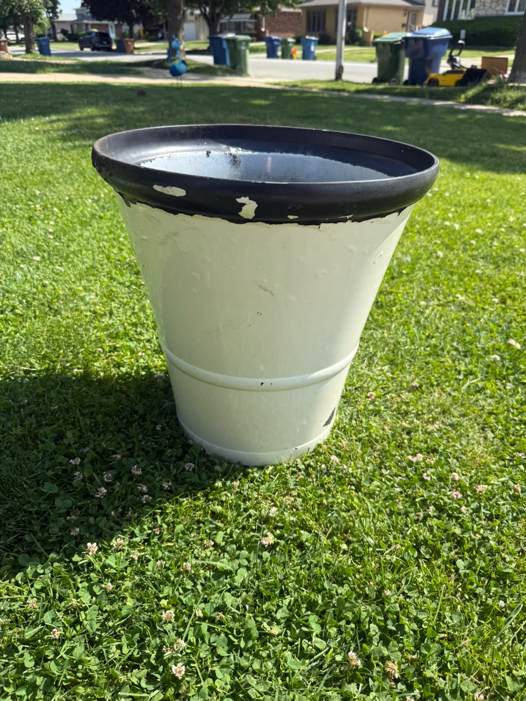 White and Black Tapered Planter Pot