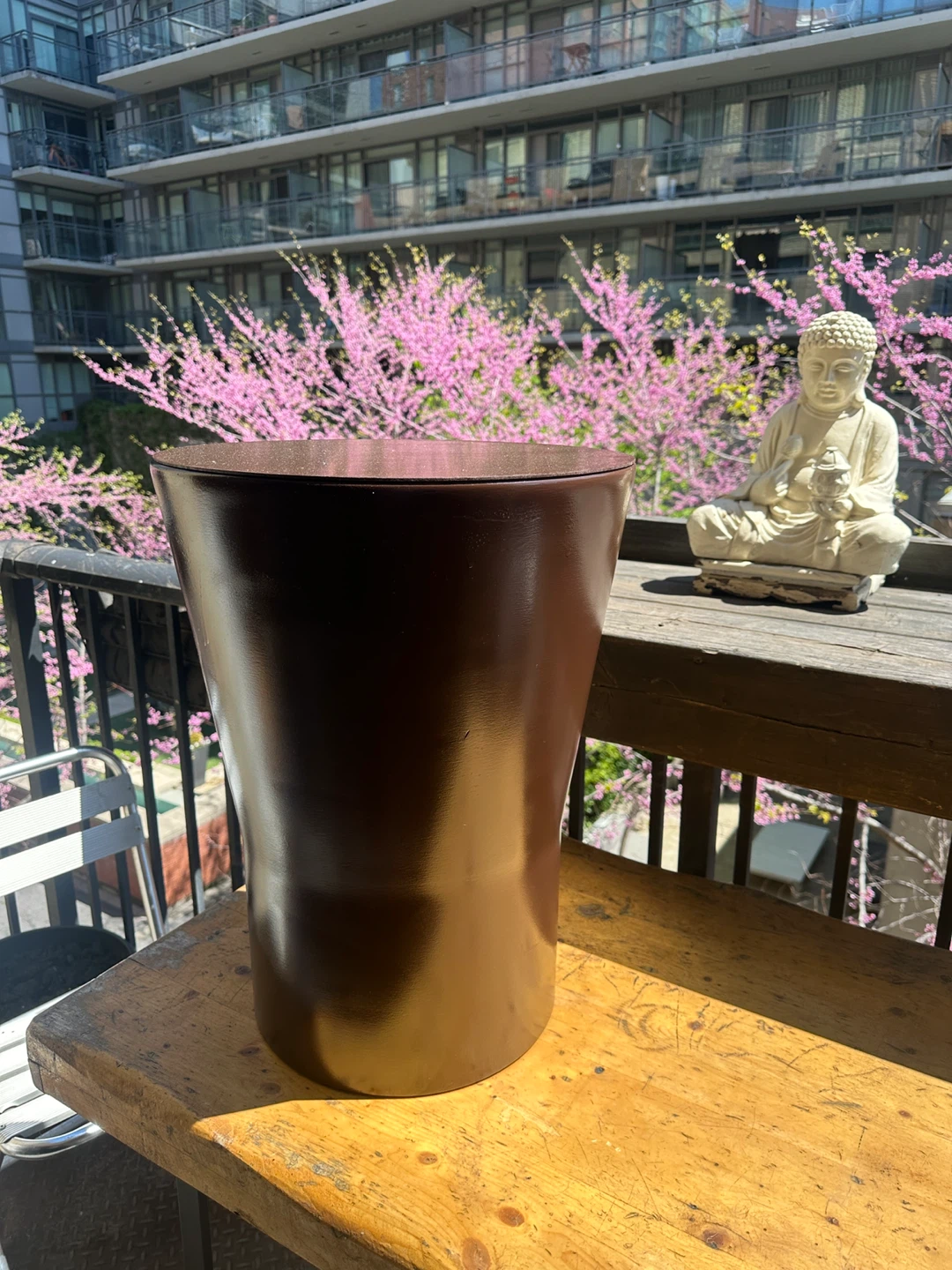 MODERN STEEL OUTDOOR PATIO FURNITURE COFFEE PLANTER SIDE TABLE - photo 2