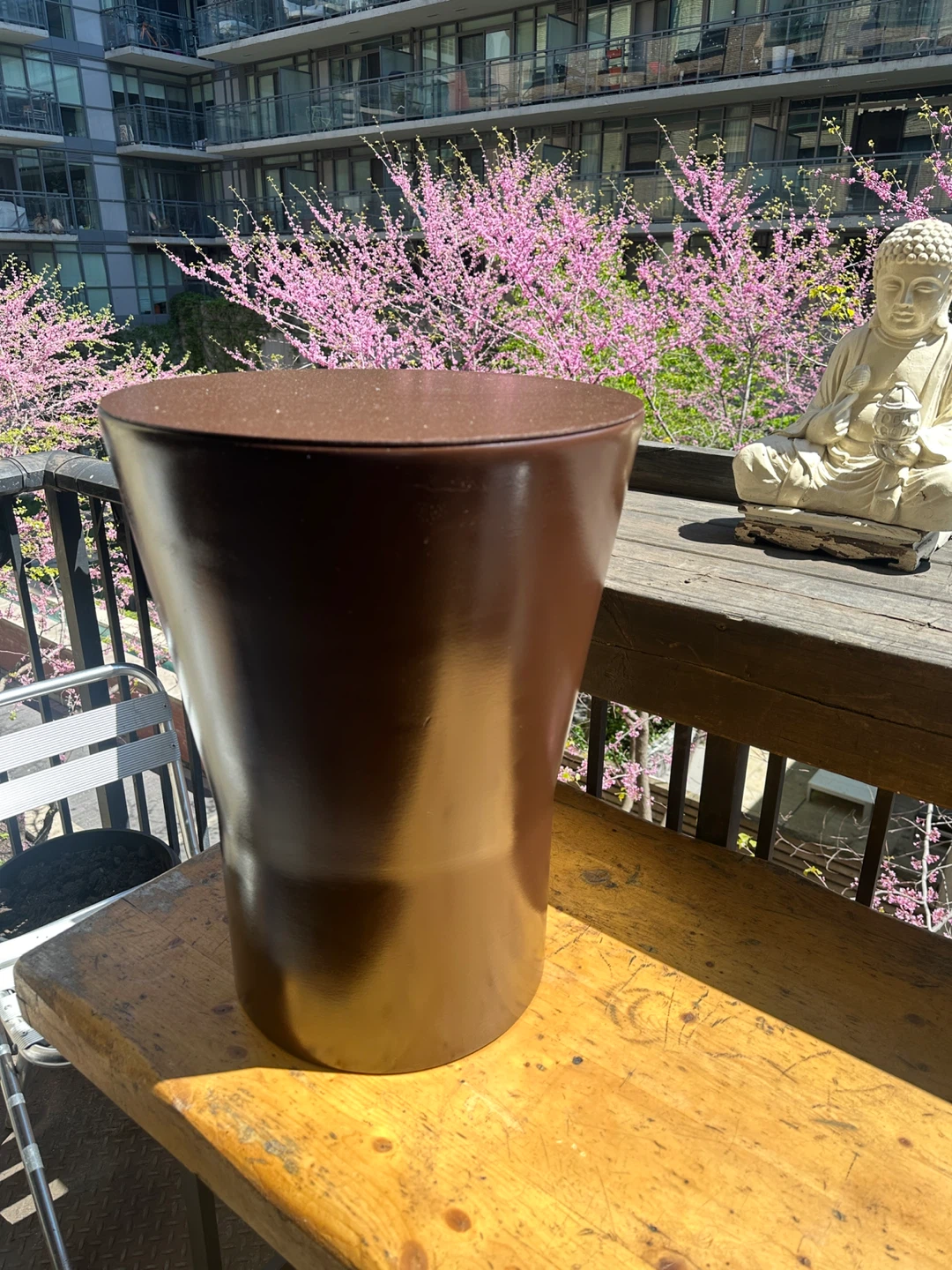 MODERN STEEL OUTDOOR PATIO FURNITURE COFFEE PLANTER SIDE TABLE