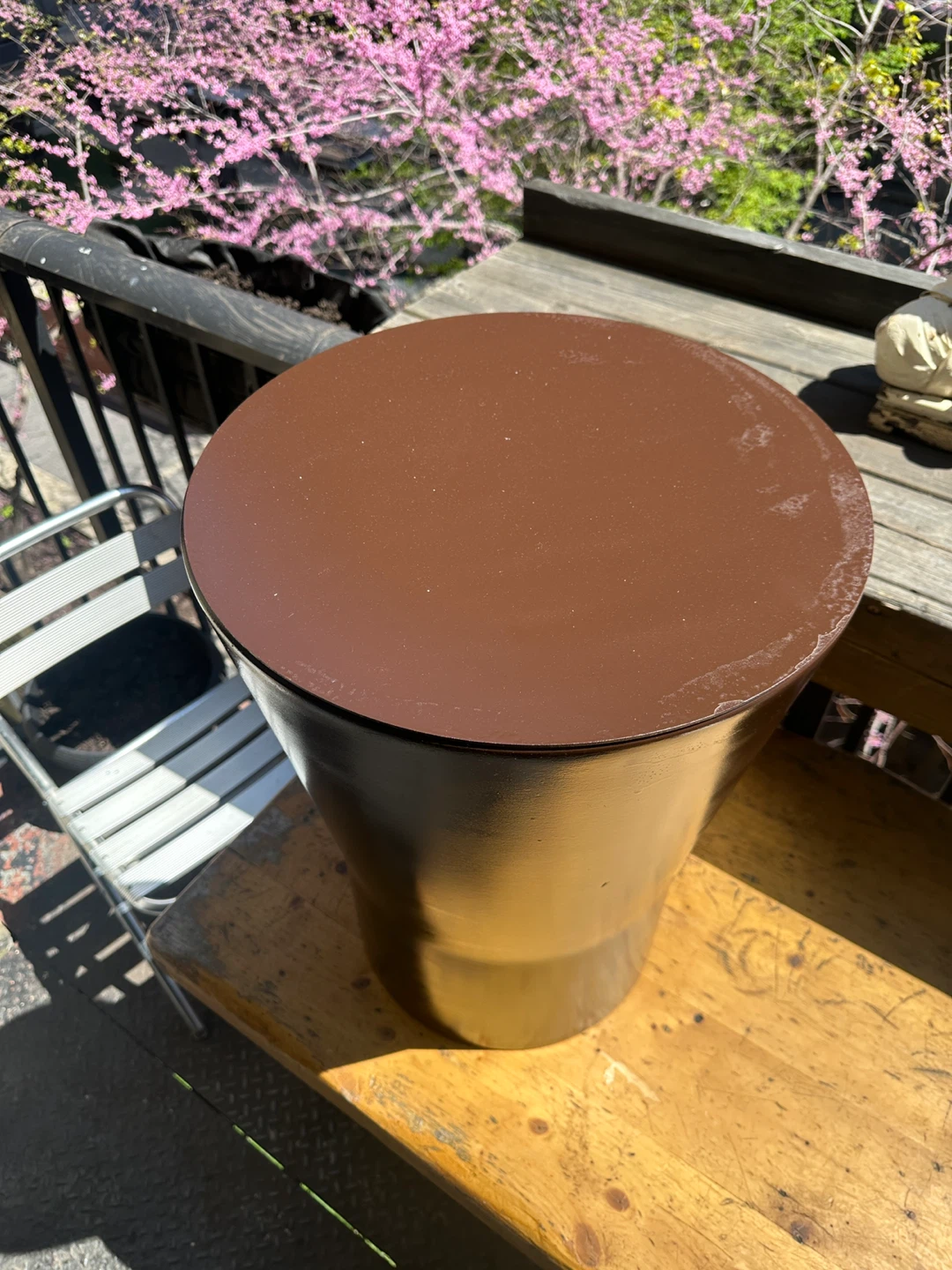 MODERN STEEL OUTDOOR PATIO FURNITURE COFFEE PLANTER SIDE TABLE - photo 3