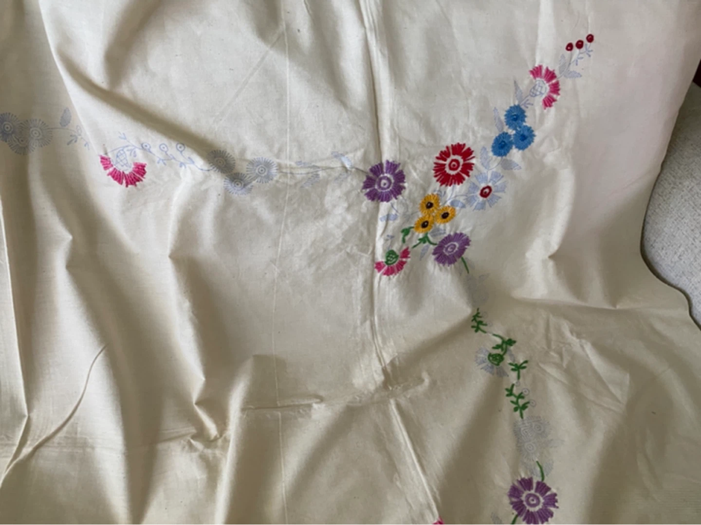 Vintage Hand-Embroidered Tablecloth - photo 2