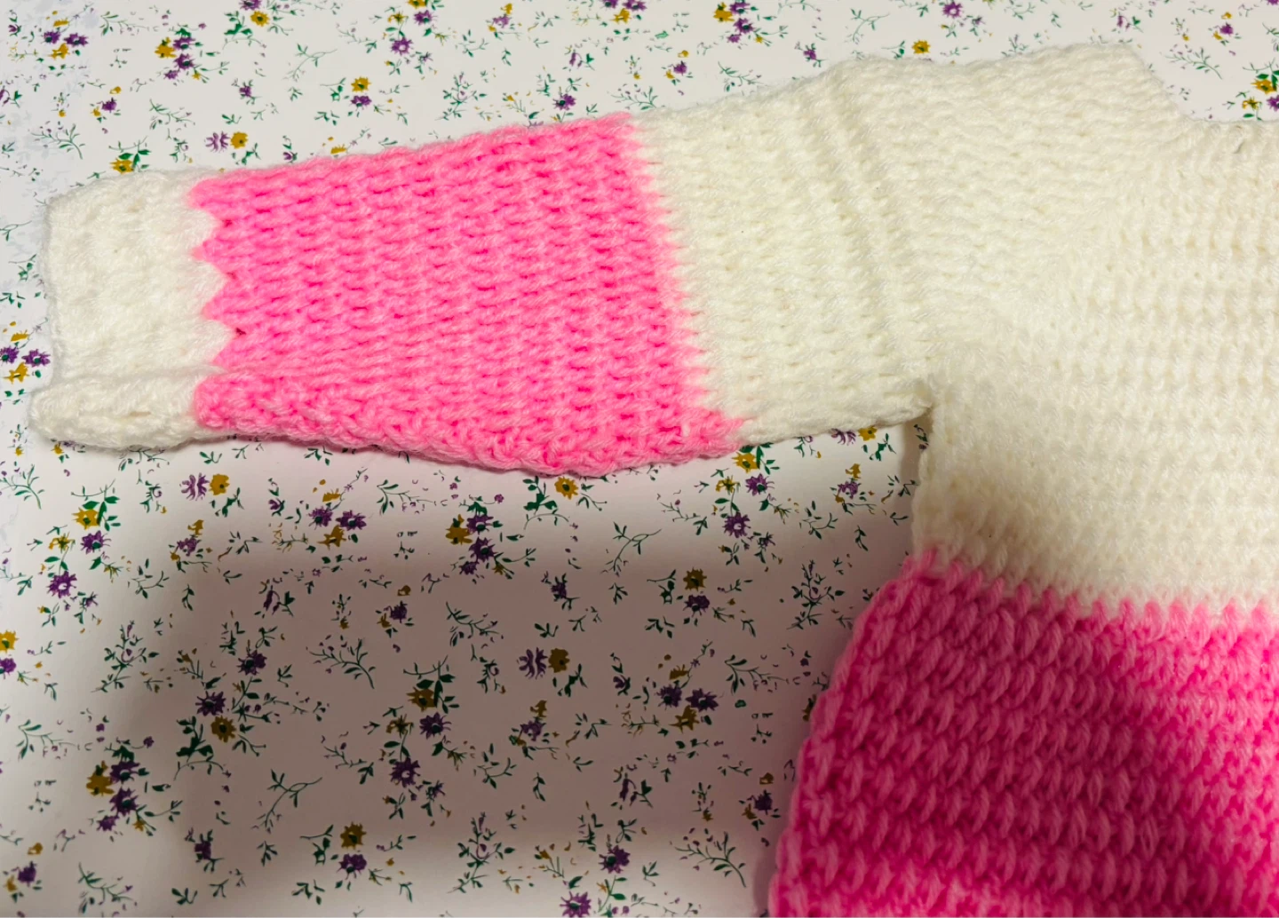 Handmade Crochet Baby Dress Pink White - photo 4