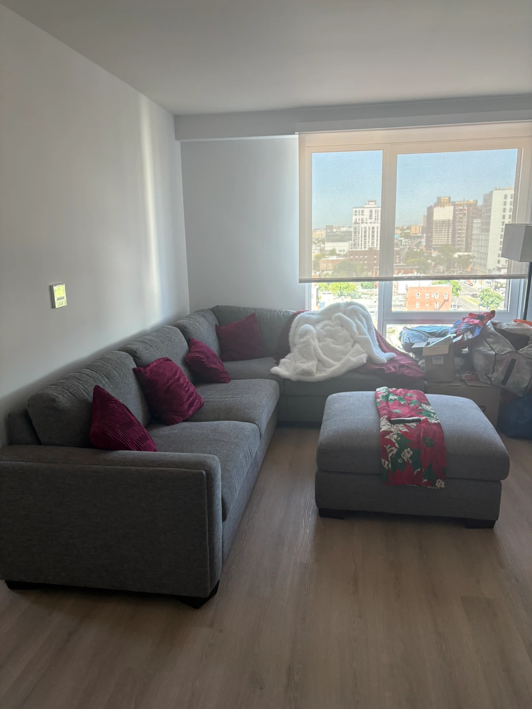 Gray Sectional Sofa with Ottoman