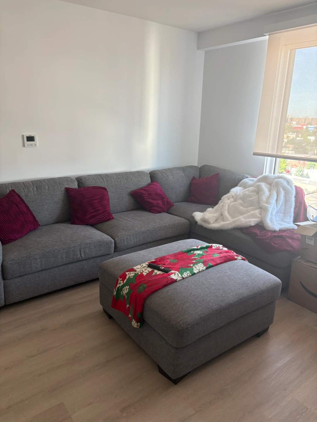Gray Sectional Sofa with Ottoman - photo 2