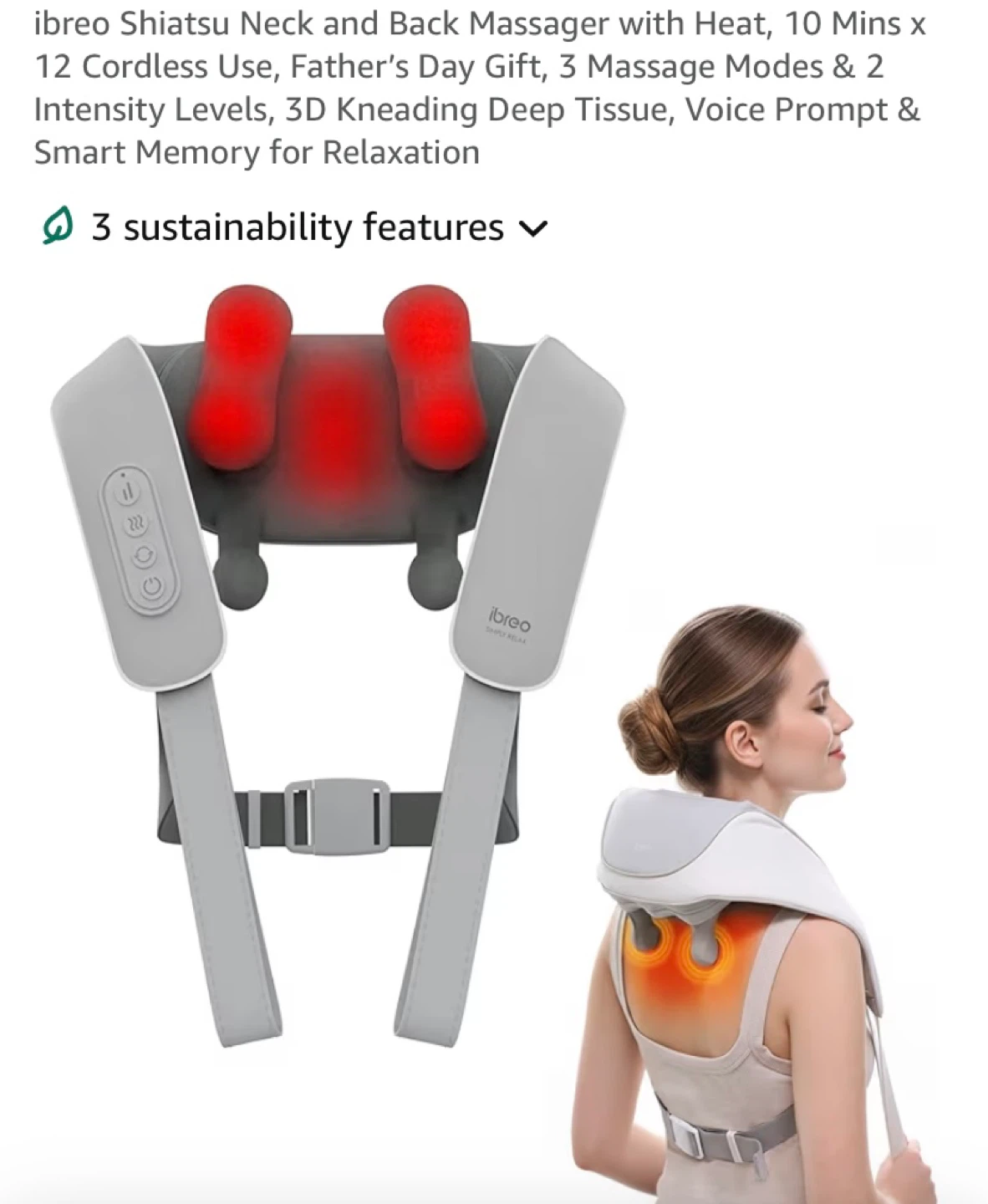 New ibreo Shiatsu Neck and Back Massager with Heat, Cordless