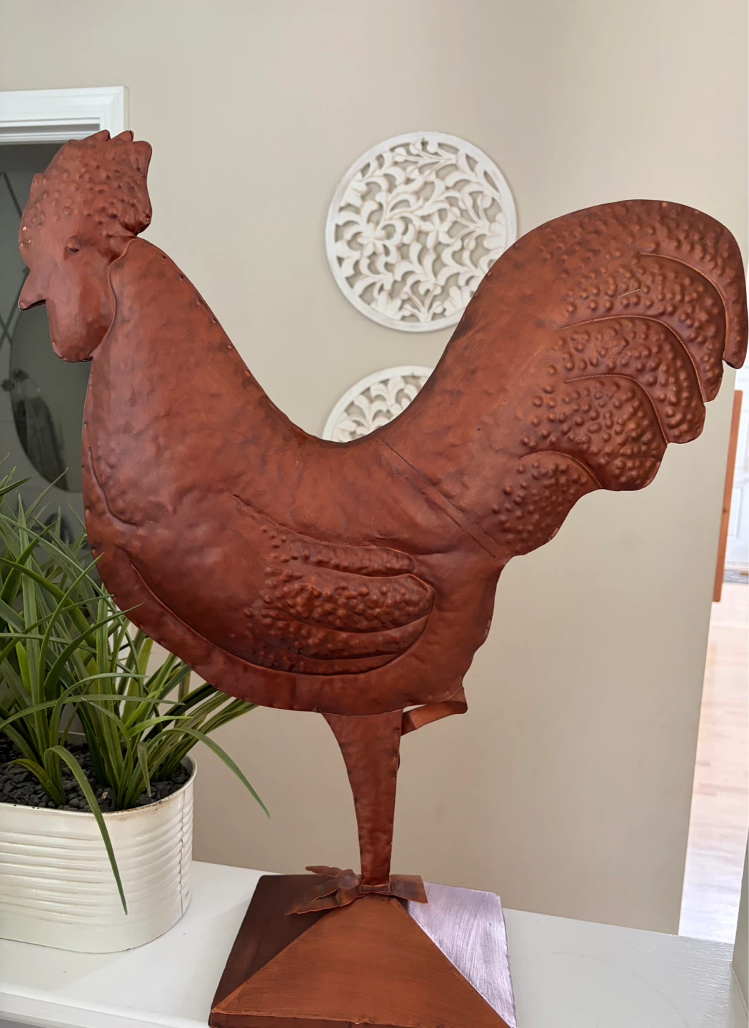 Metal Rooster Decor Figurine