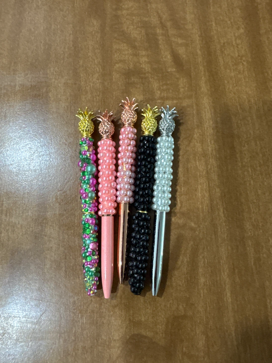 Set of 5 Decorative Pens with Pineapple Tops