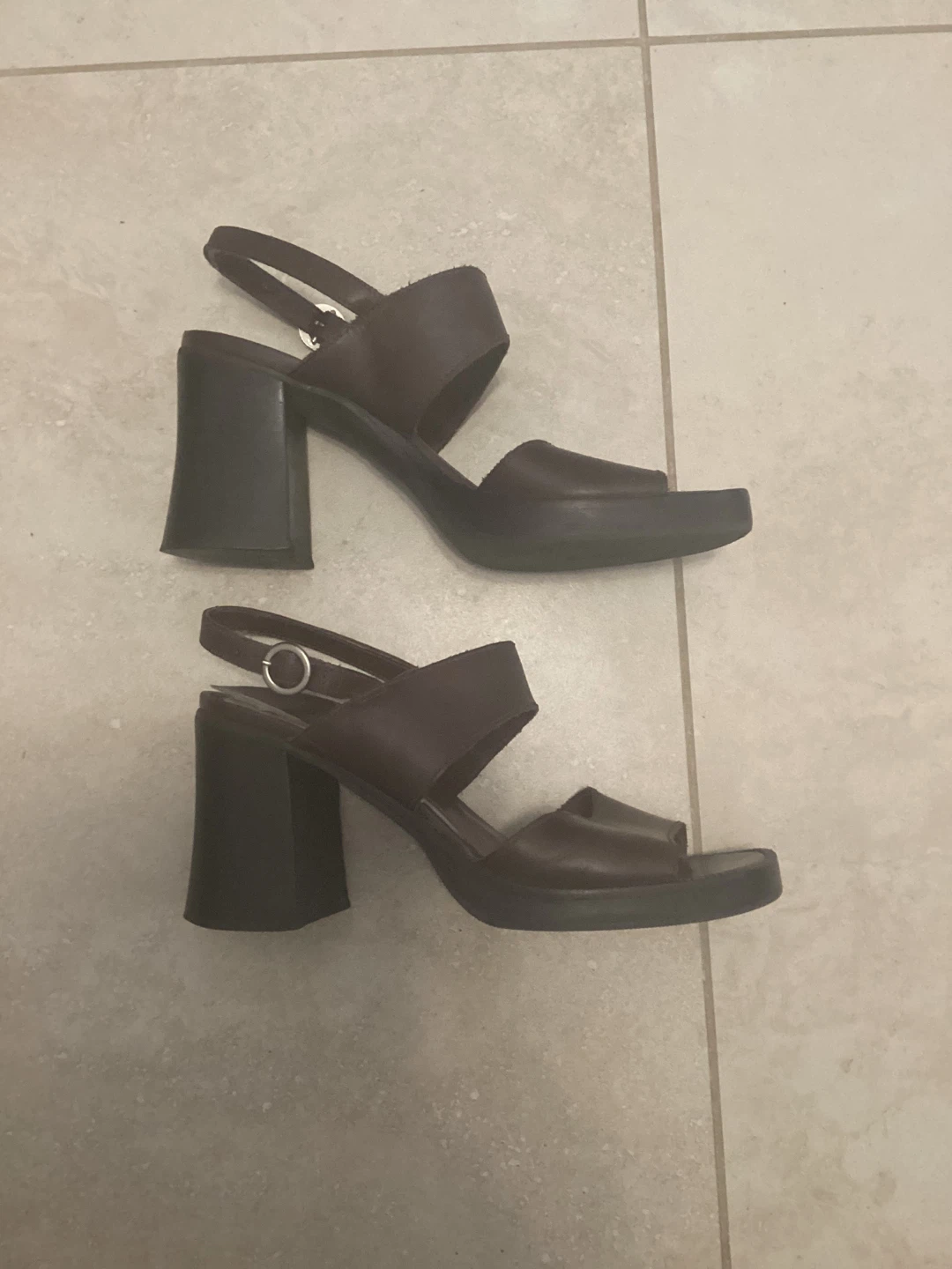 BROWN LEATHER PLATFORM SANDALS - photo 2