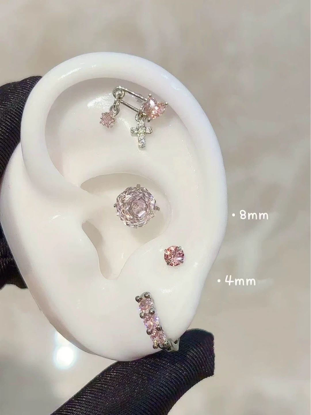 New Pink Gem Earring Set