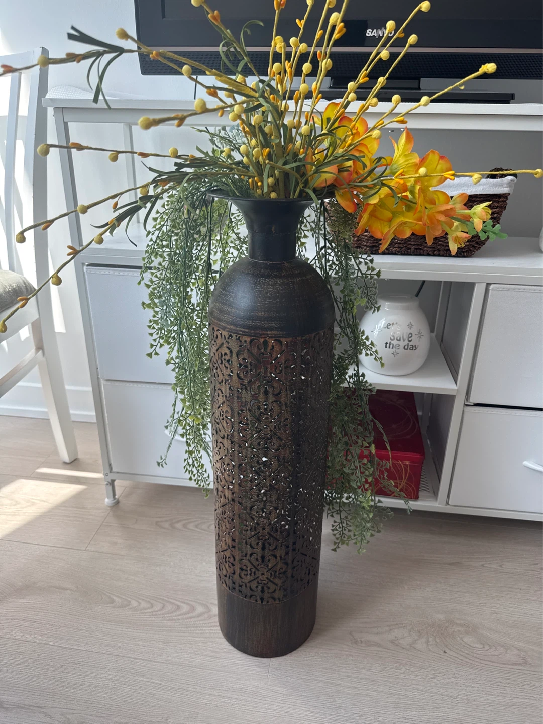 Tall Decorative Metal Vase