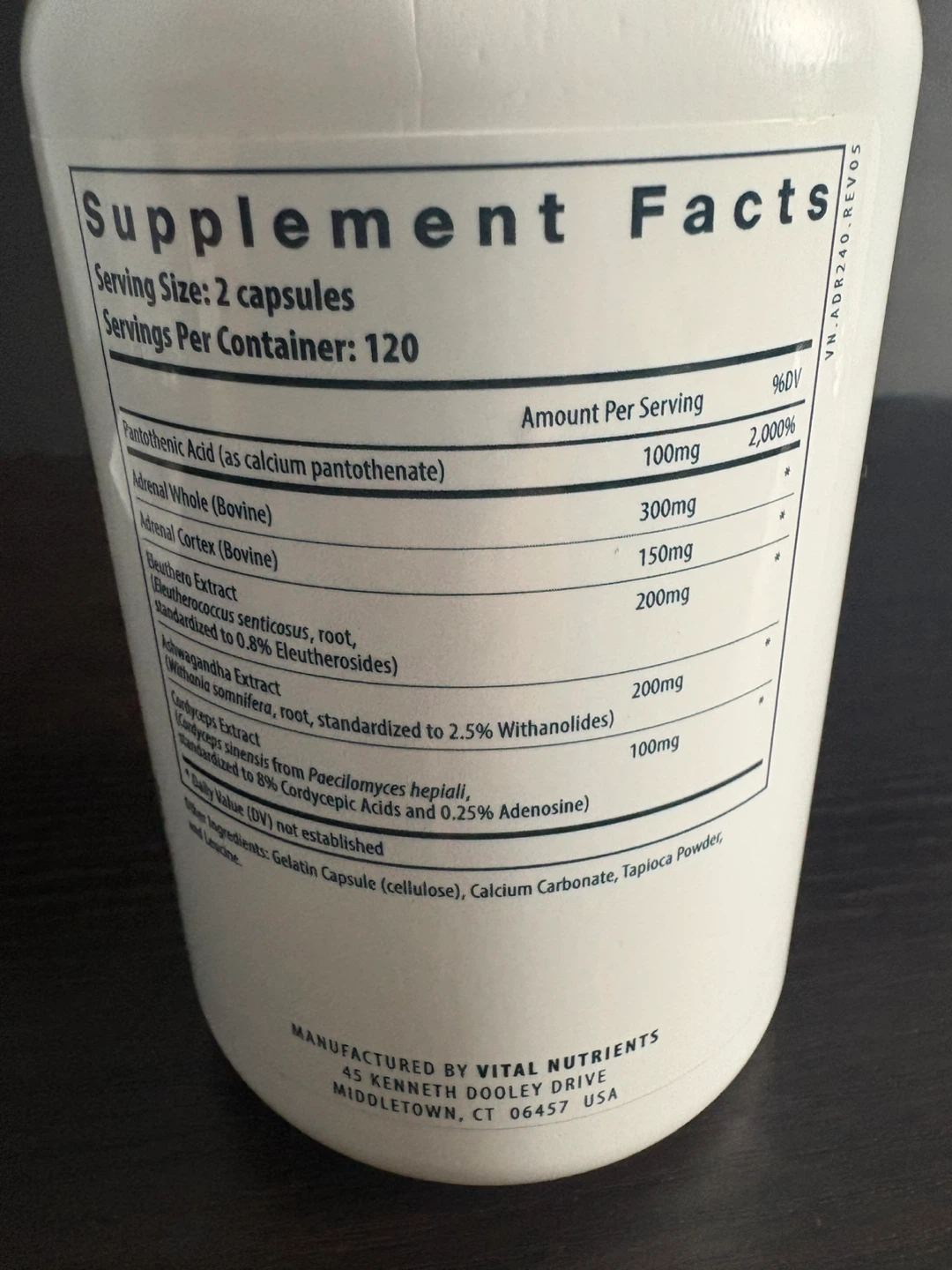 Vital Nutrients Adrenal Support 238 Capsules - Exp. Oct 2028 - photo 4
