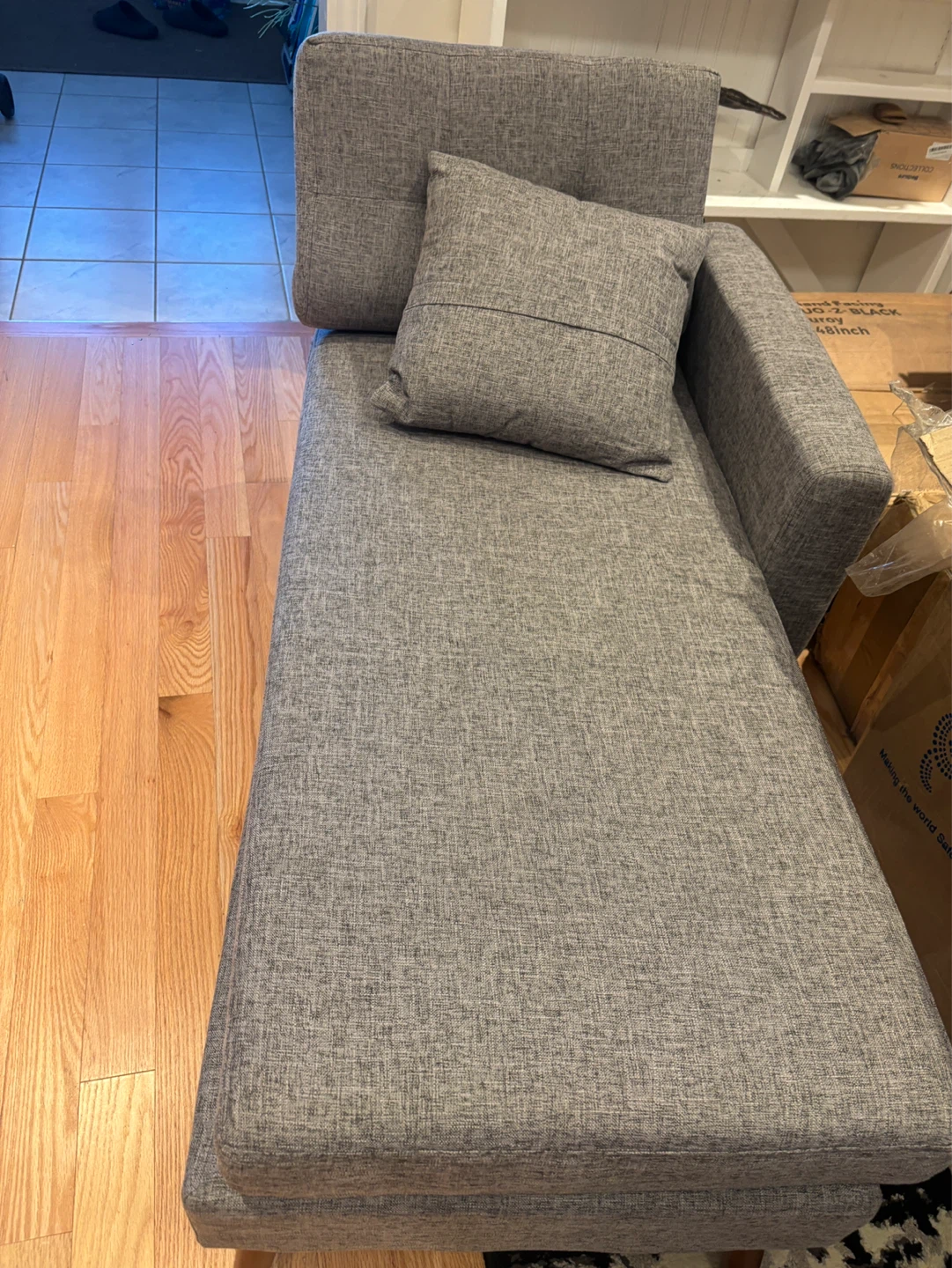 Grey Chaise Lounge  chair with Pillow- AS IS - photo 3